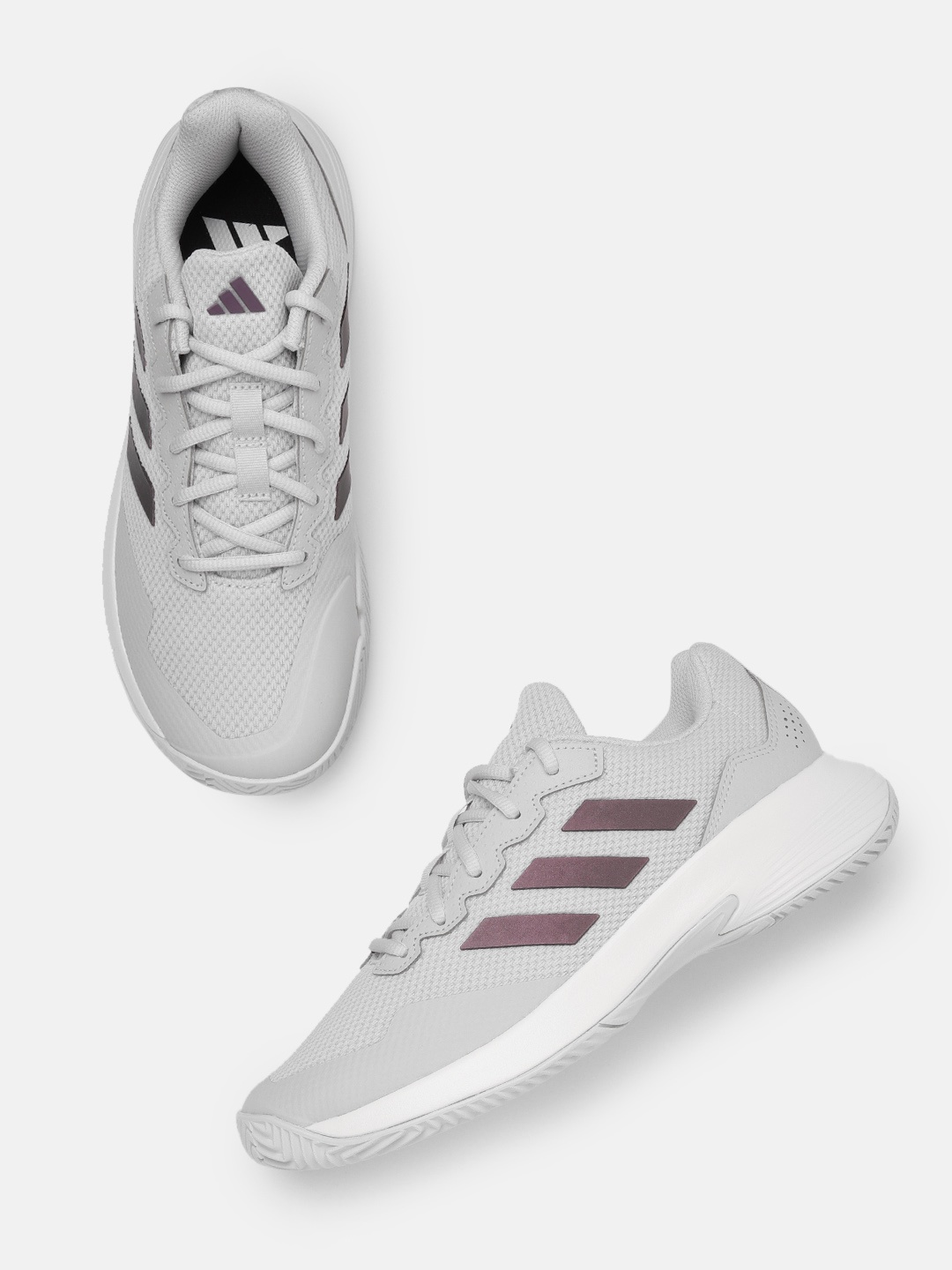

ADIDAS Women Woven Design GameCourt 2 Tennis Shoes, Grey