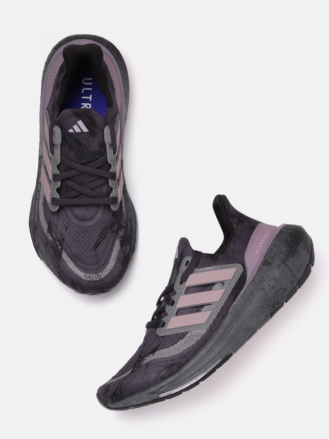 

ADIDAS Women Woven Design Round-Toe Ultraboost Light Running Shoes with Striped Detail, Purple