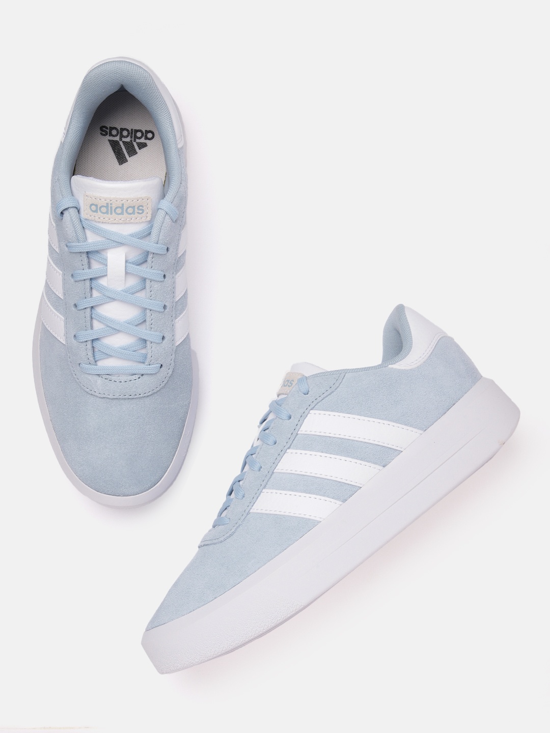 

ADIDAS Women Court Platform Suede Leather Skateboarding Shoes, Blue