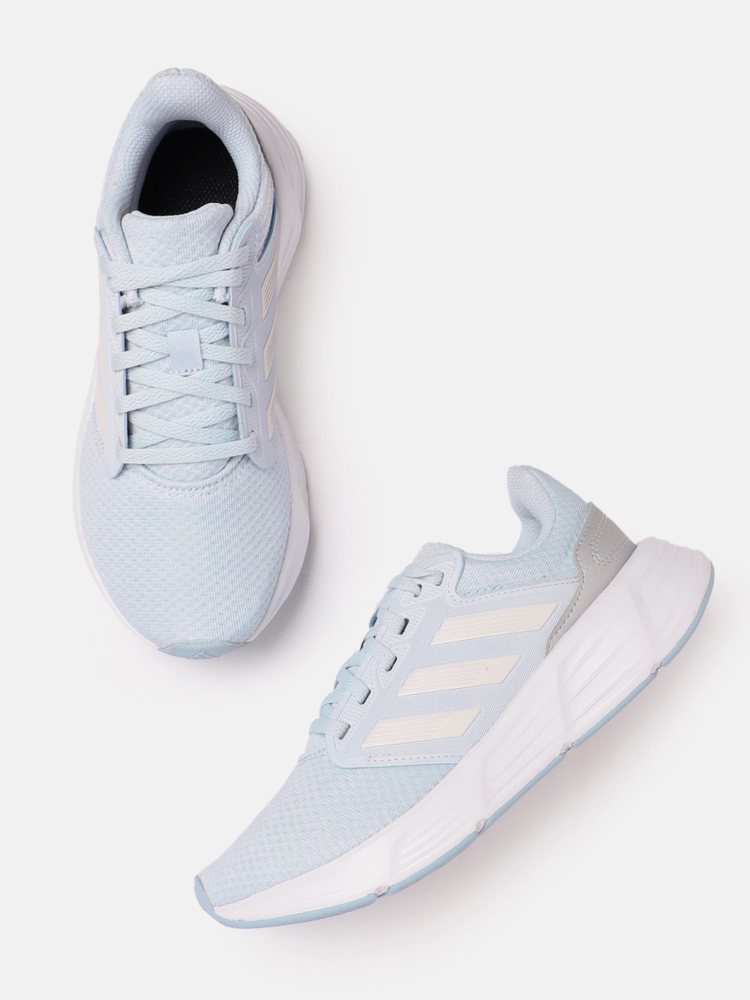 

ADIDAS Women Woven Design Round-Toe Galaxy 6 Running Shoes with Striped Detail, Blue