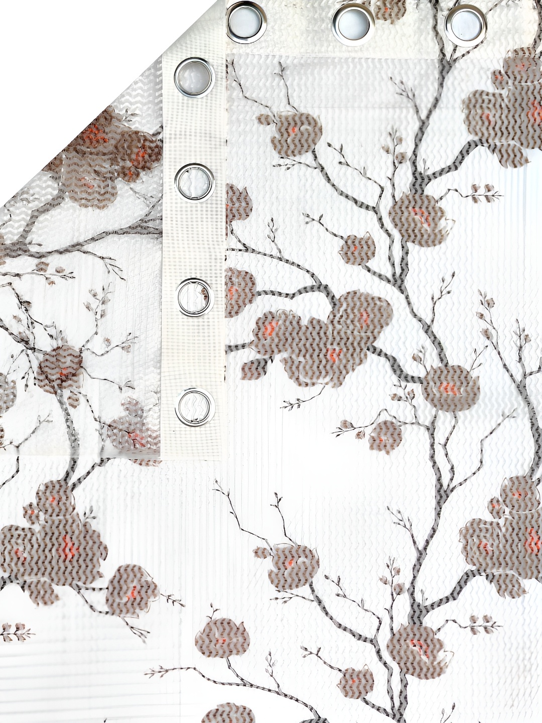 

Lunar Days Brown & White Floral Sheer Long Door Curtain