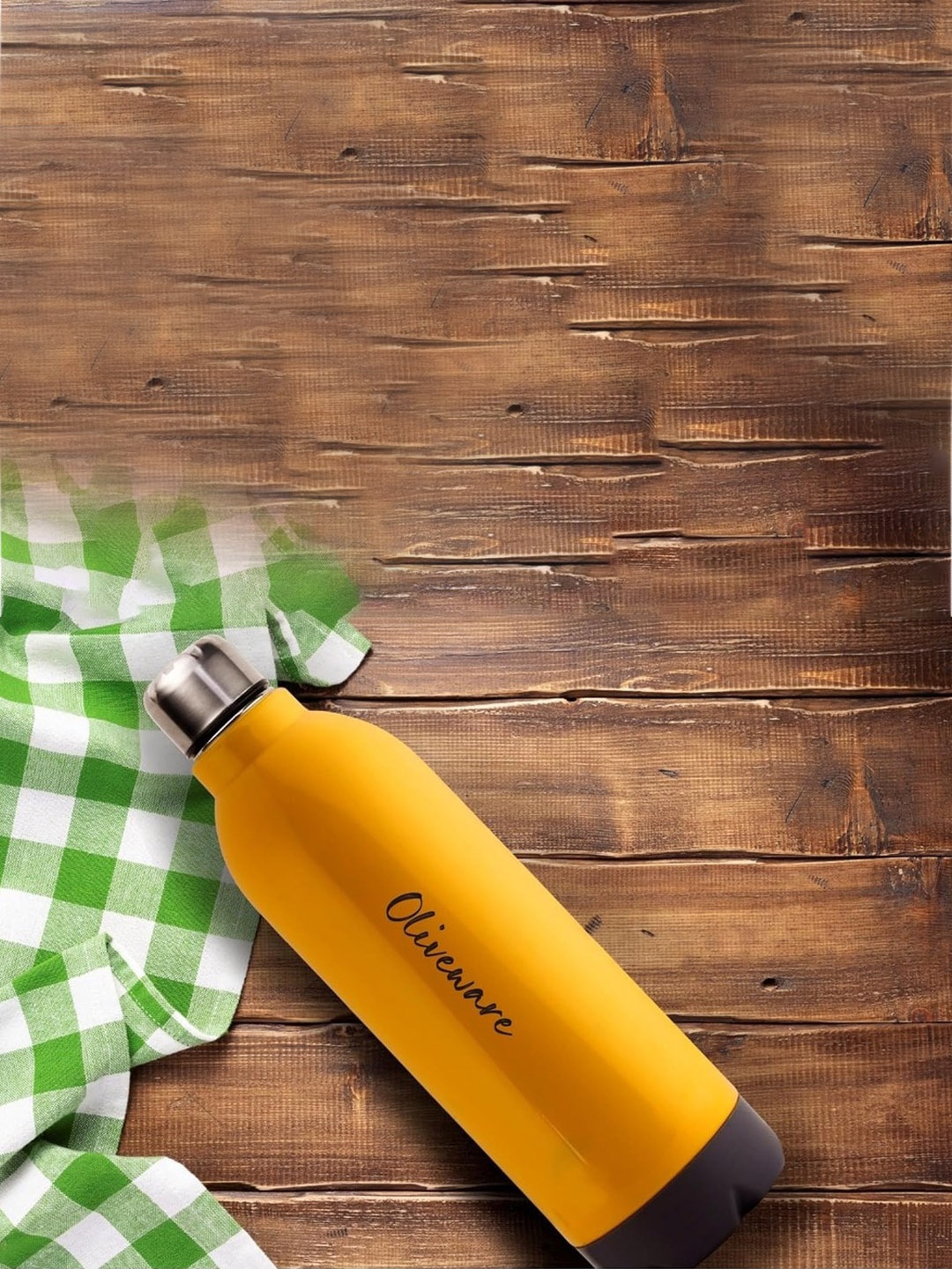 

SOPL-OLIVEWARE Yellow & Black Printed Puff Insulated Water Bottle 600 ML
