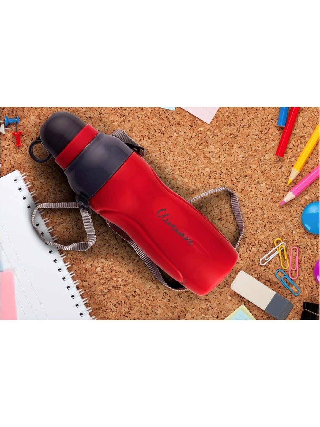 

SOPL-OLIVEWARE Red & Black Colourblocked Water Bottle 650 ML