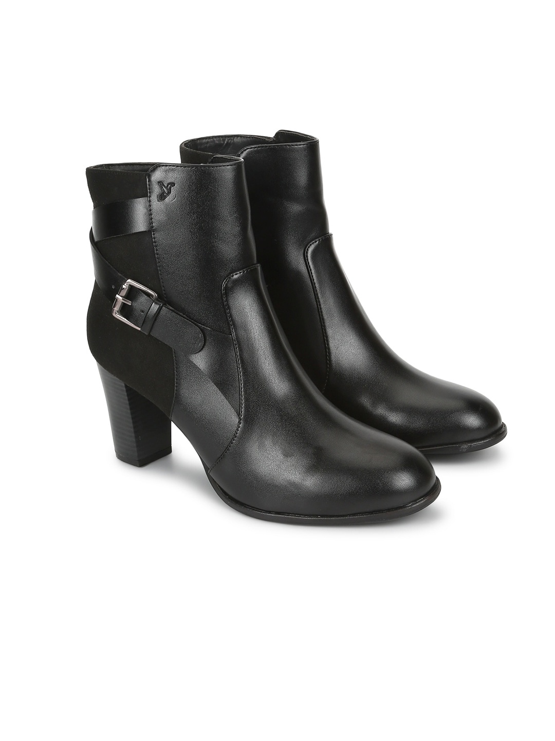 

yoho Women Mid Top Block Heel Regular Boots With Buckle Detail, Black