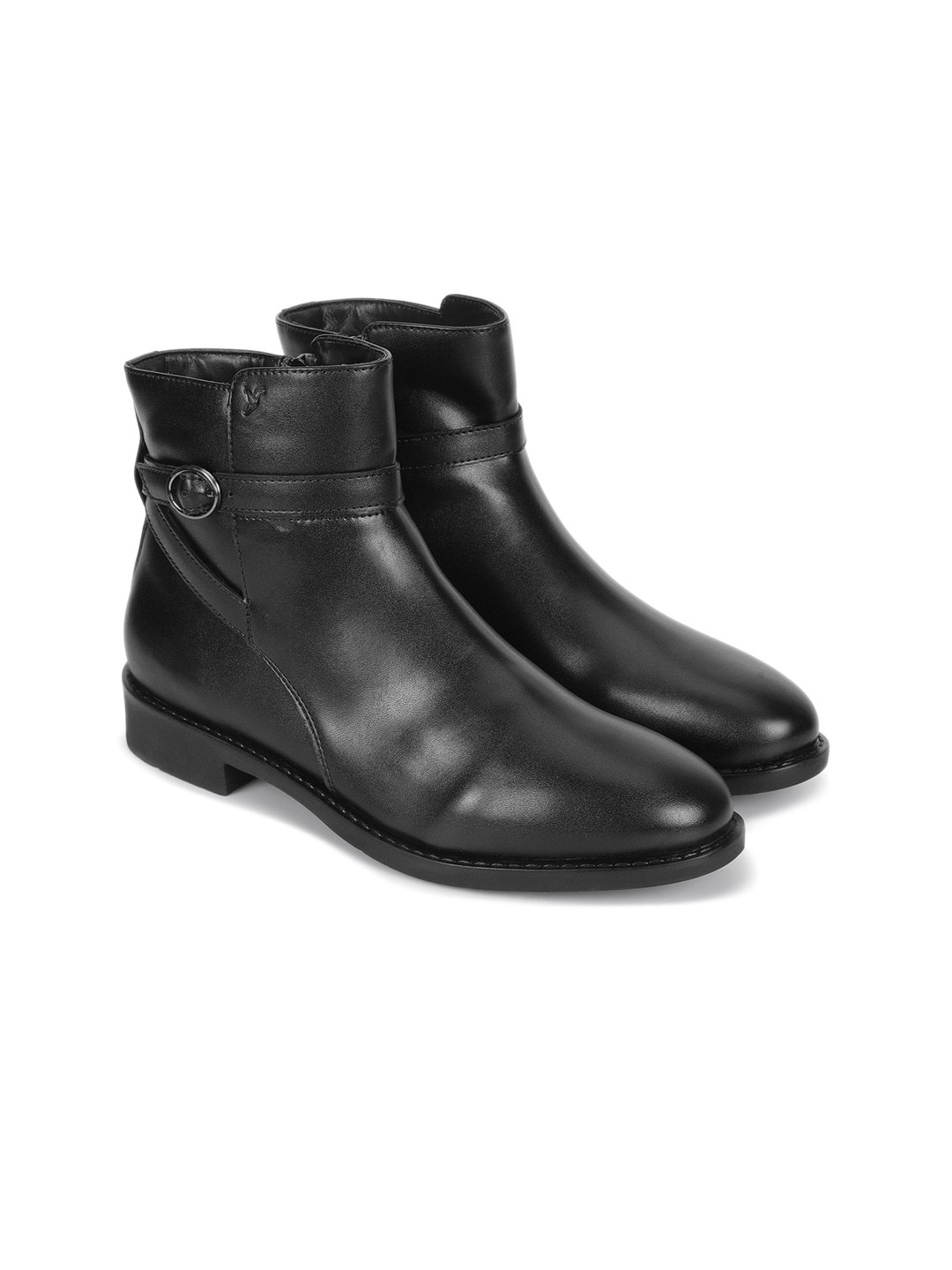 

yoho Women Mid Top Regular Boots With Buckle Detail, Black