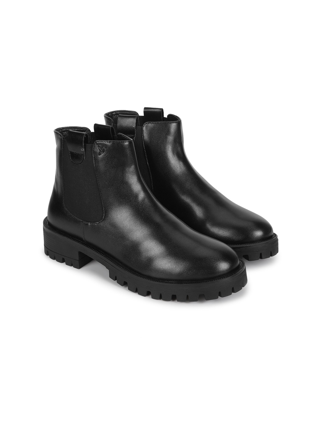 

yoho Women Mid Top Platform-Heeled Chelsea Boots, Black