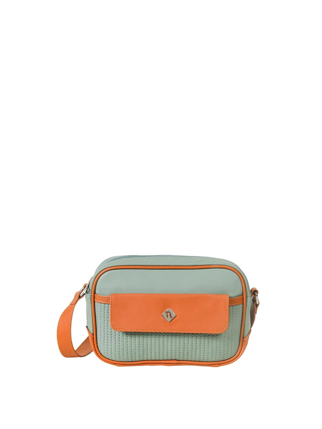 

Nestasia Colourblocked Structured Sling Bag, Green