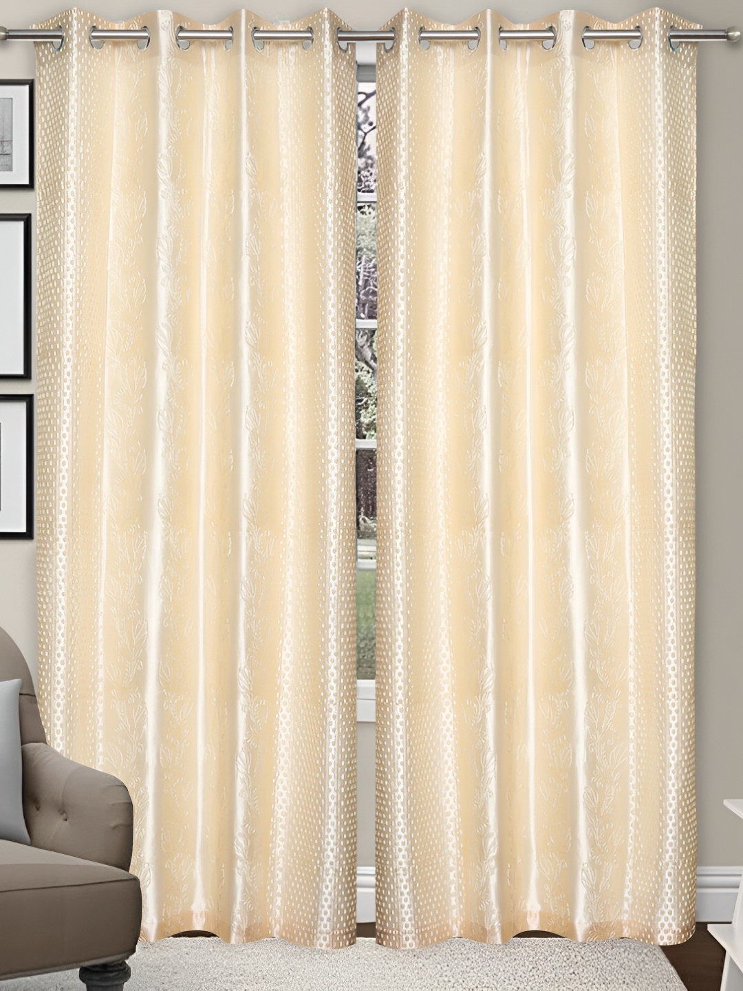 

REYANSH DECOR Cream Coloured 2 Pieces Window Curtain