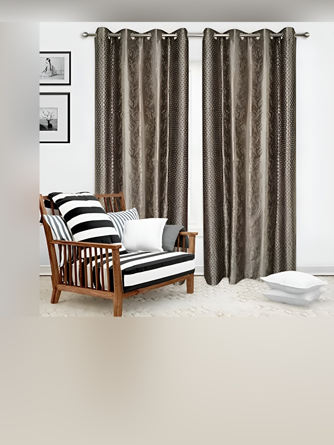 REYANSH DECOR Grey 2 Pieces Long Door Curtains