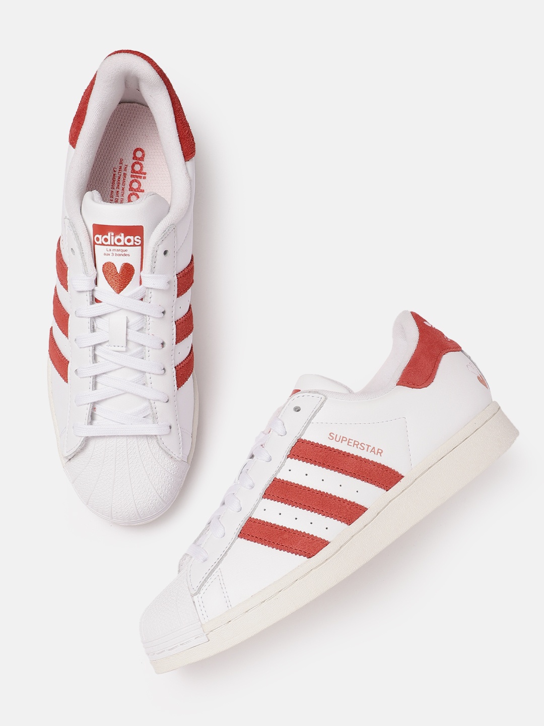 

ADIDAS Originals Women Striped Detail Leather Superstar Sneakers, White