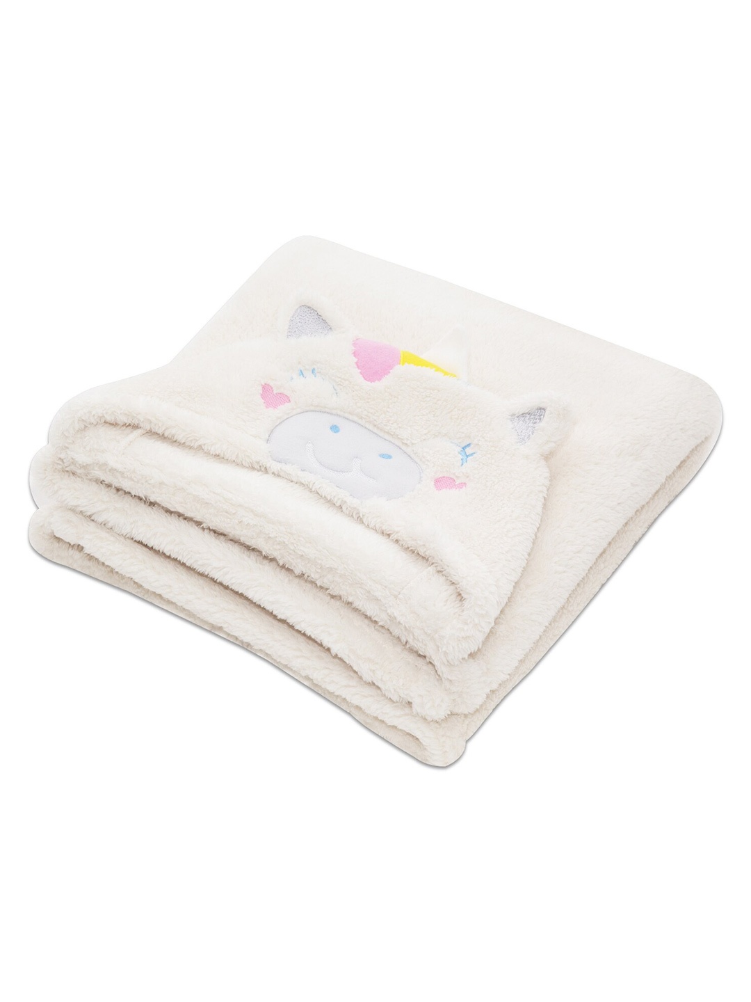 

MeeMee Infants White Hooded Cotton Lightweight Mild Winter Single Bed Blanket