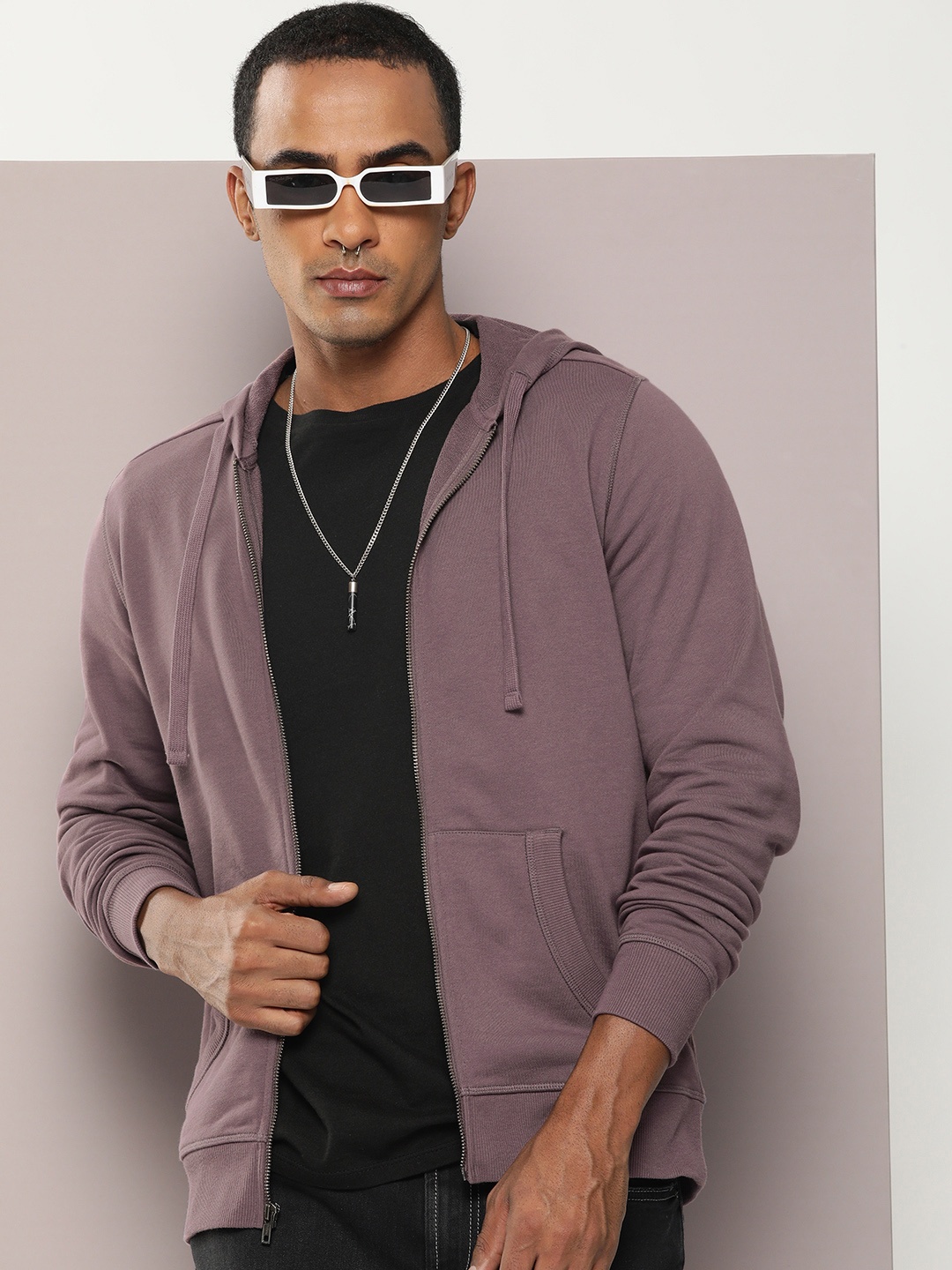 

Kook N Keech Men Hooded Pure Cotton Sweatshirt, Mauve