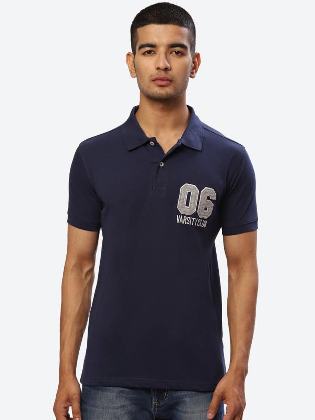 

2Bme Polo Collar Short Sleeves Cotton T-shirt, Navy blue