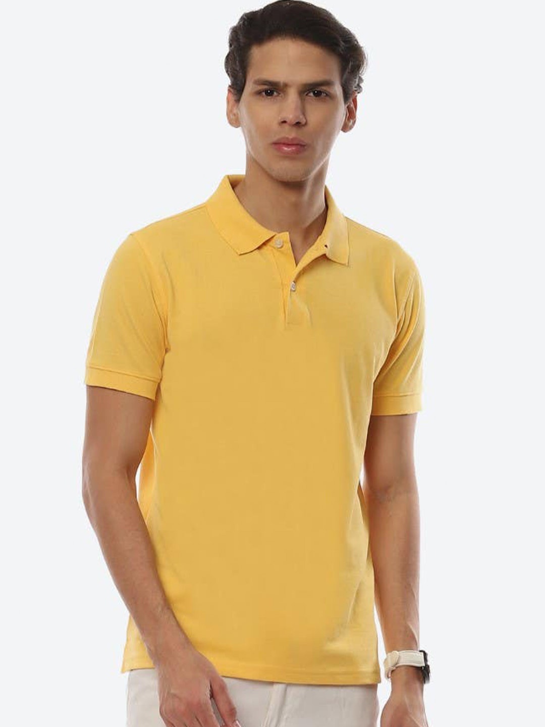 

2Bme Polo Collar Cotton T-shirt, Yellow