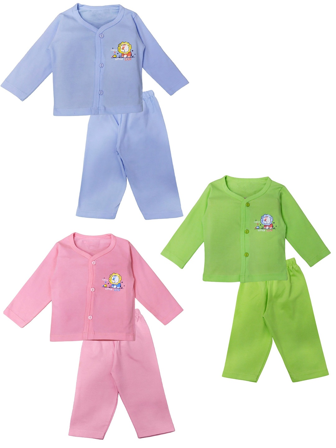 

BAESD Infants Pack Of 3 Pure Cotton Shirt & Trousers, Green