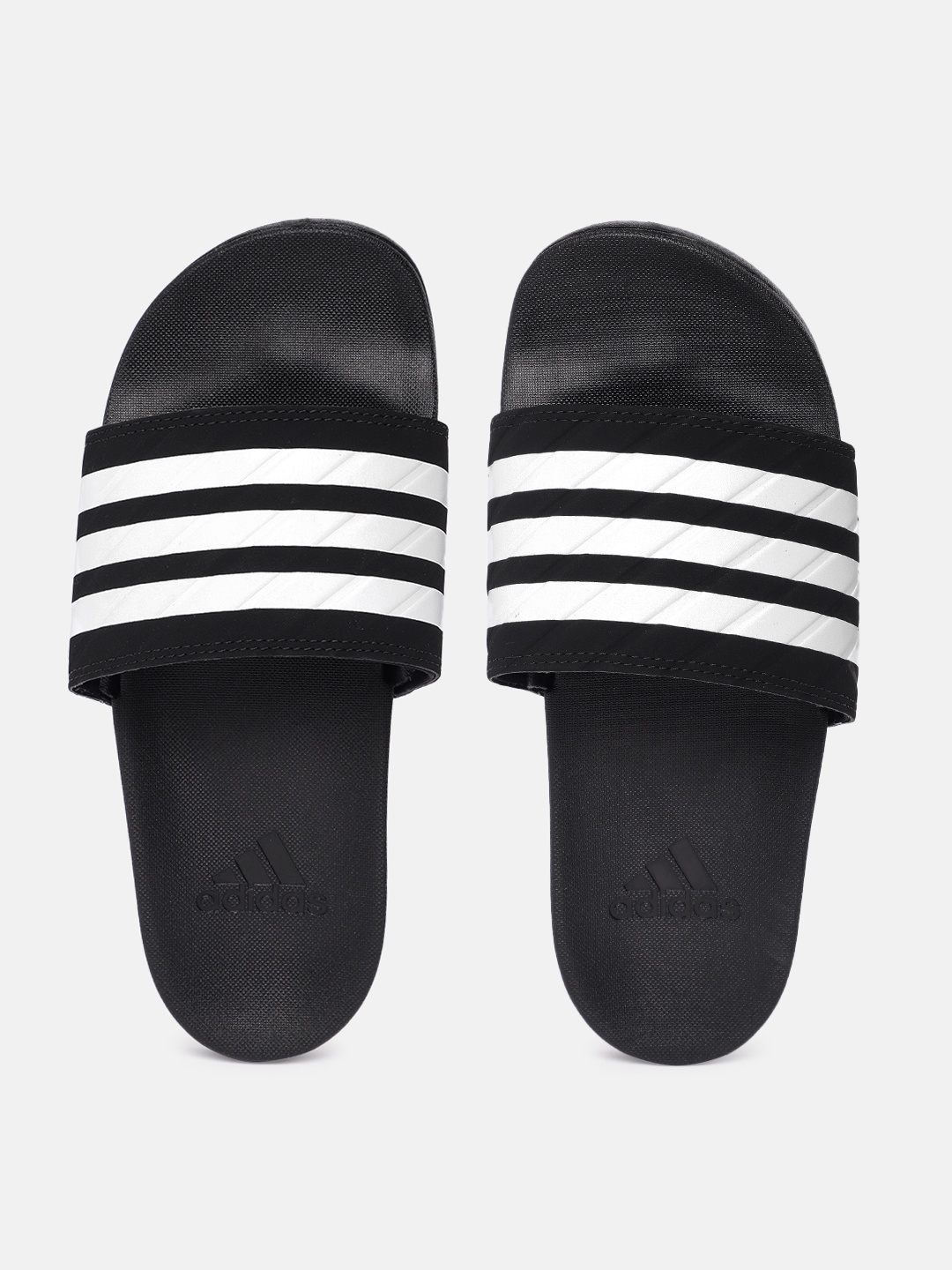 

ADIDAS Unisex Striped Sliders, Black