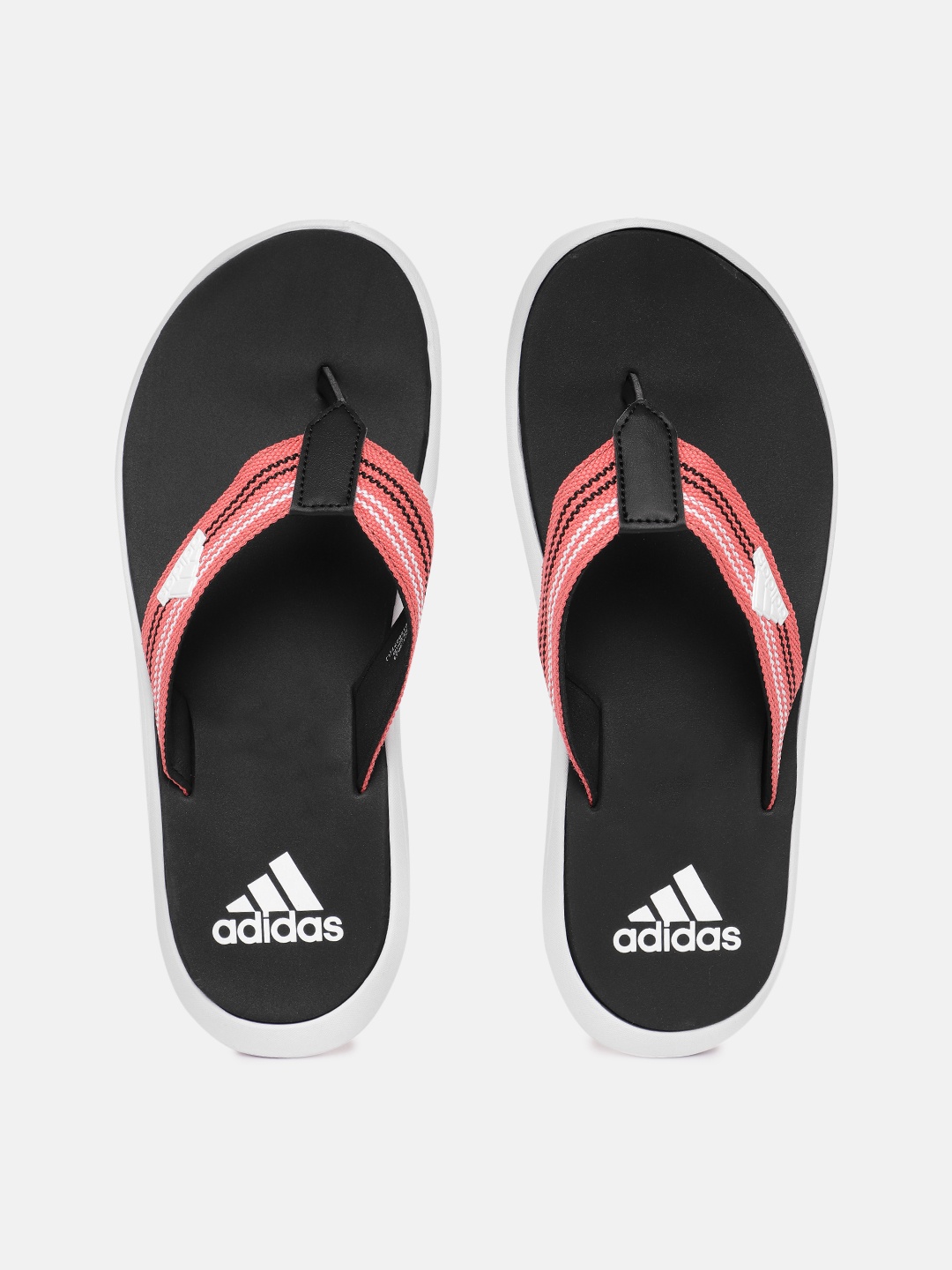 

ADIDAS Unisex Woven Design Thong Flip-Flops with Brand Logo Printed Detail, Black