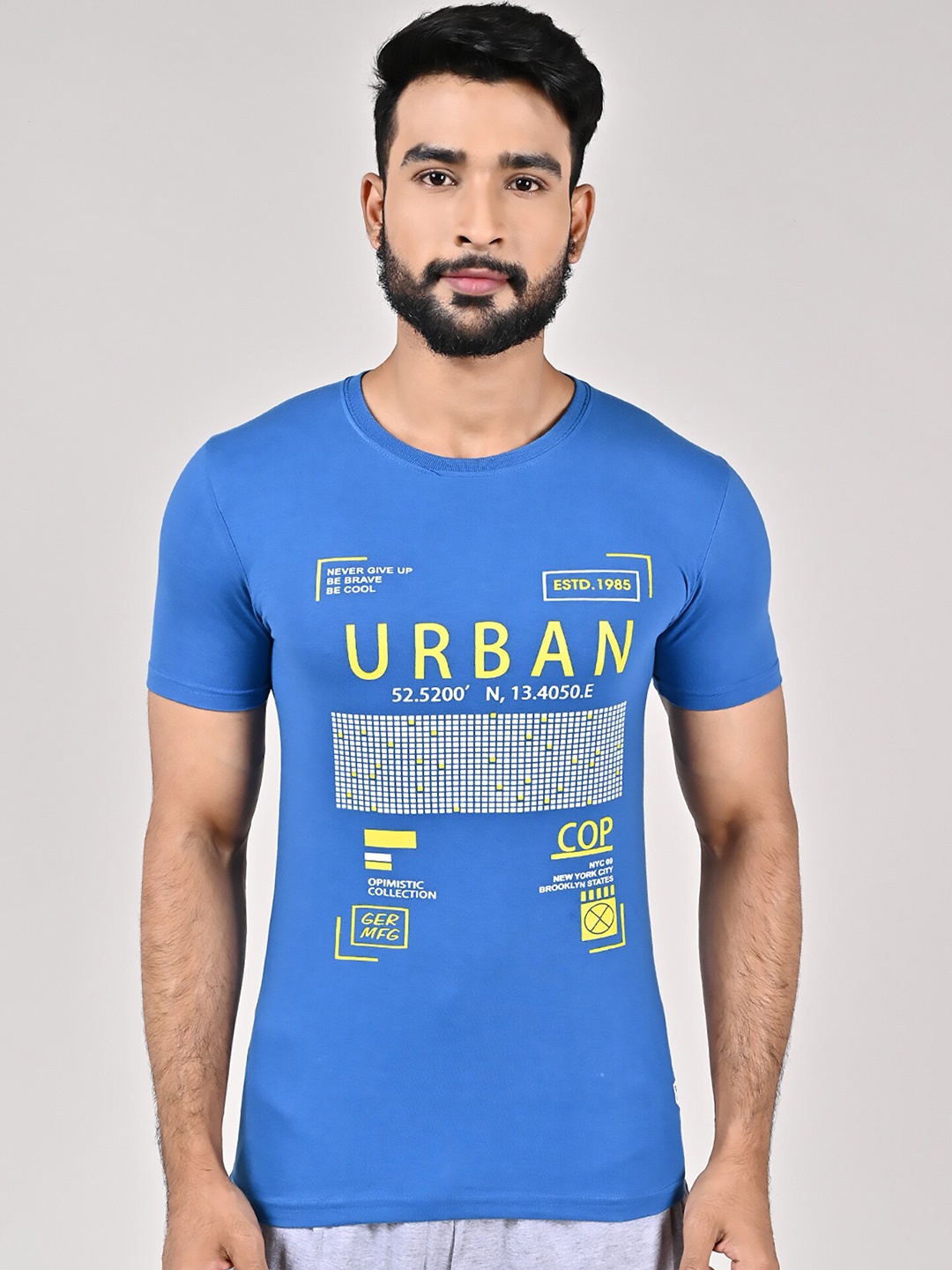 

GAME BEGINS Typography Printed Pure Cotton T-Shirt, Blue