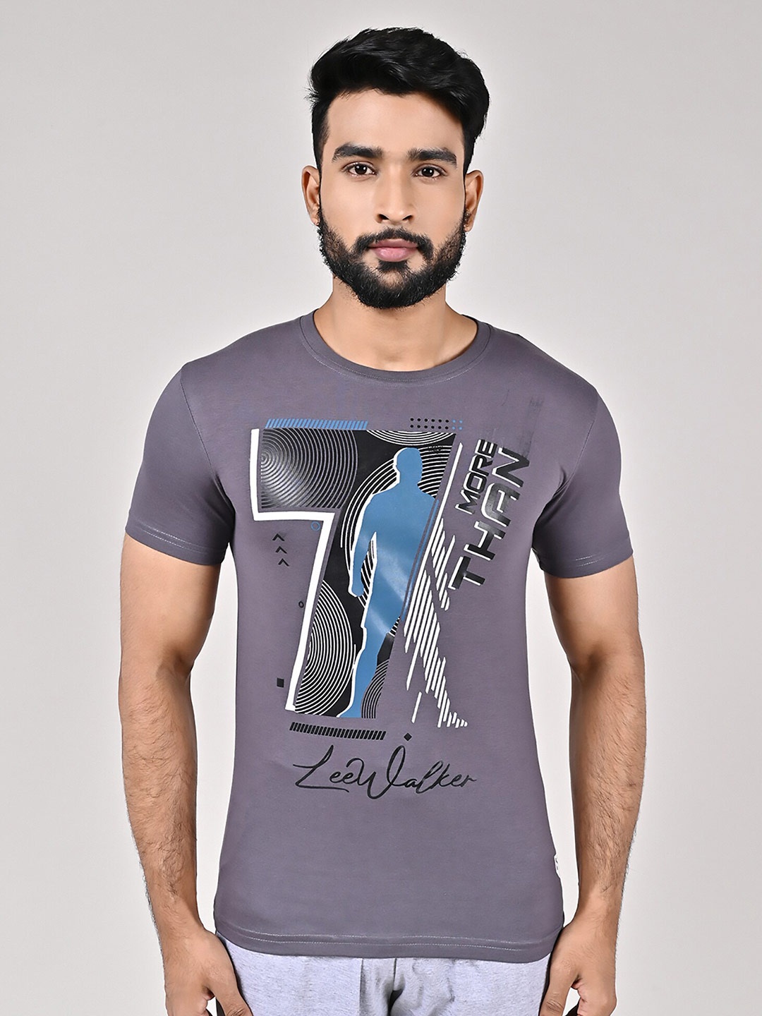 

GAME BEGINS Graphic Printed Pure Cotton T-Shirt, Grey