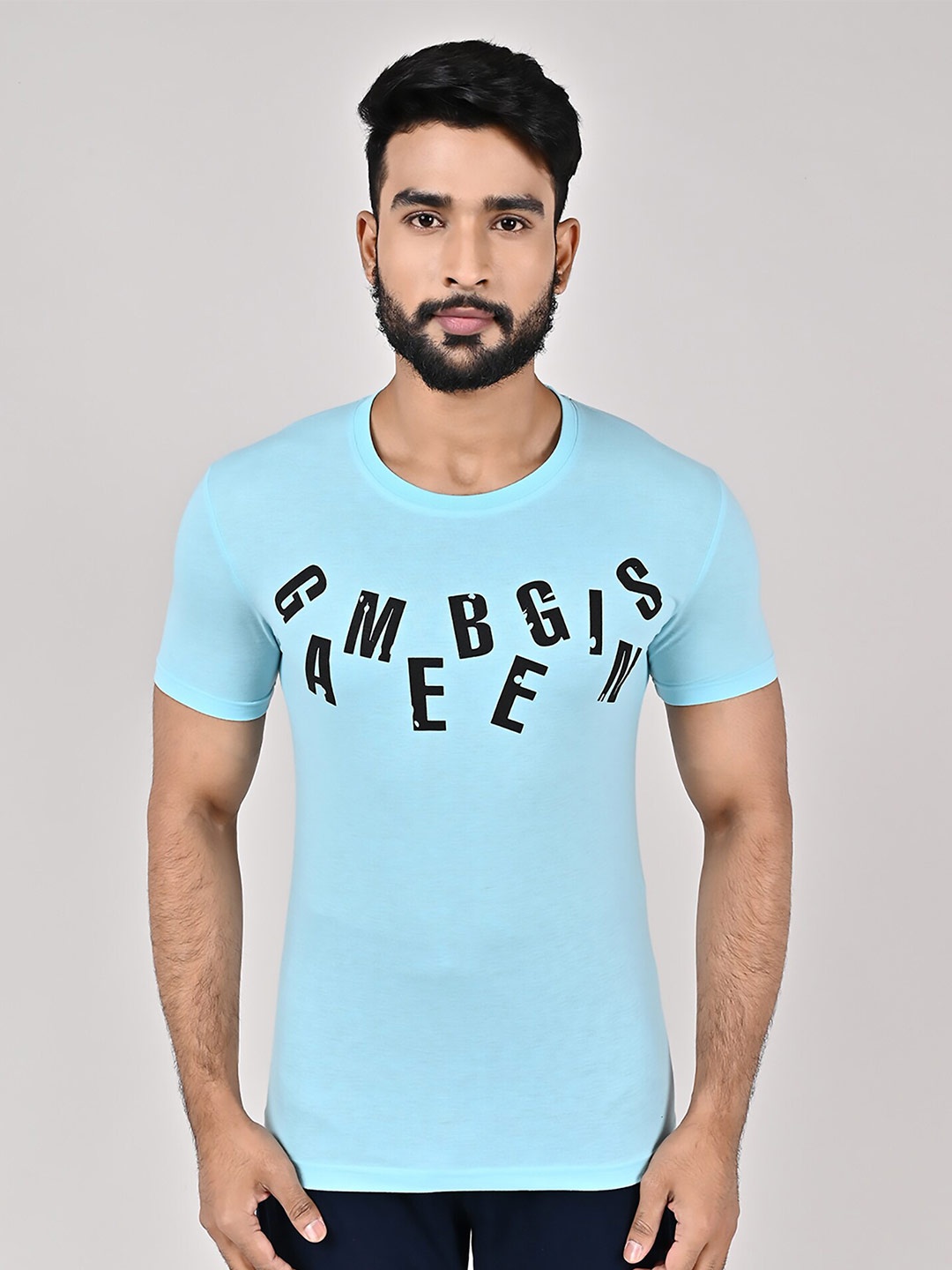 

GAME BEGINS Typography Printed Pure Cotton T-Shirt, Blue
