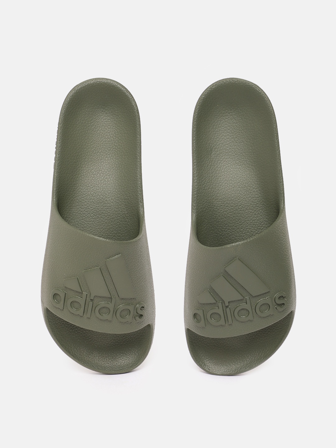 

ADIDAS Men Brand Logo Textured Sliders, Olive