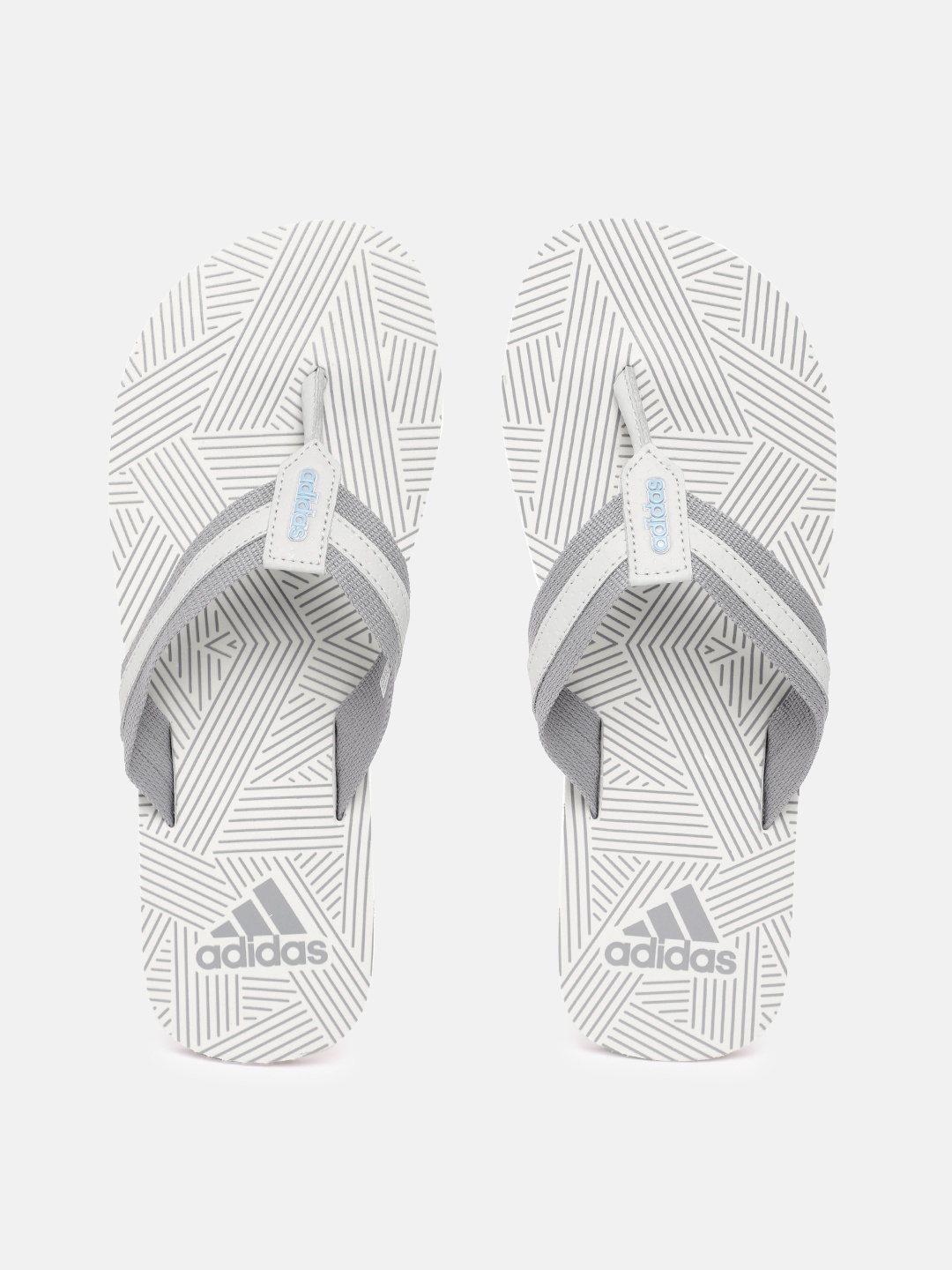 

ADIDAS Men Striped Thong Flip-Flops with Brand Logo Detail, Grey