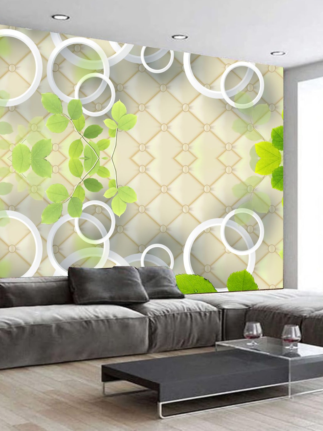 

KSHIRSA Beige & Green Floral Printed Self Adhesive Wallpaper