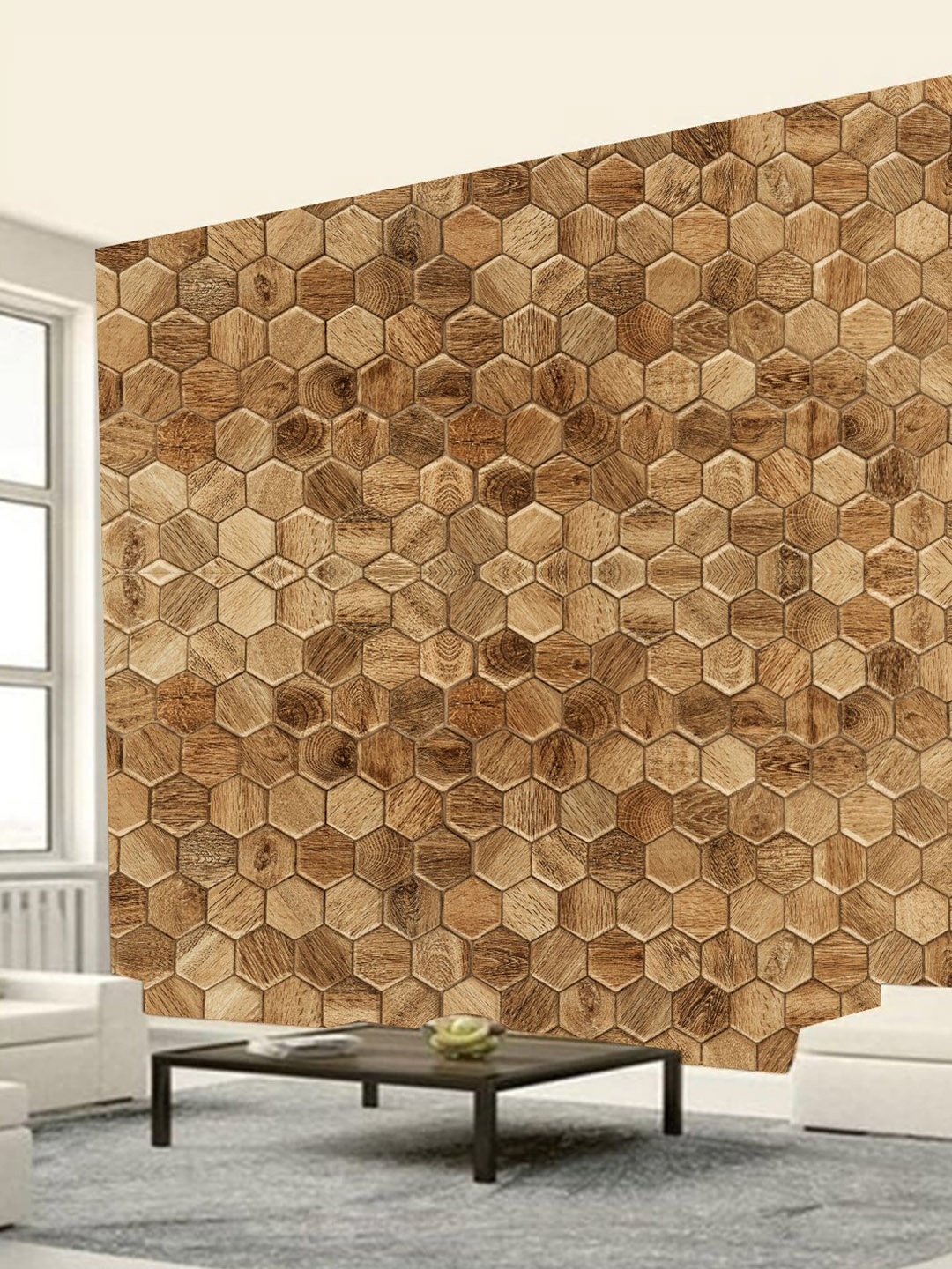 

KSHIRSA Brown Geometric Printed Self Adhesive Removable Wallpaper