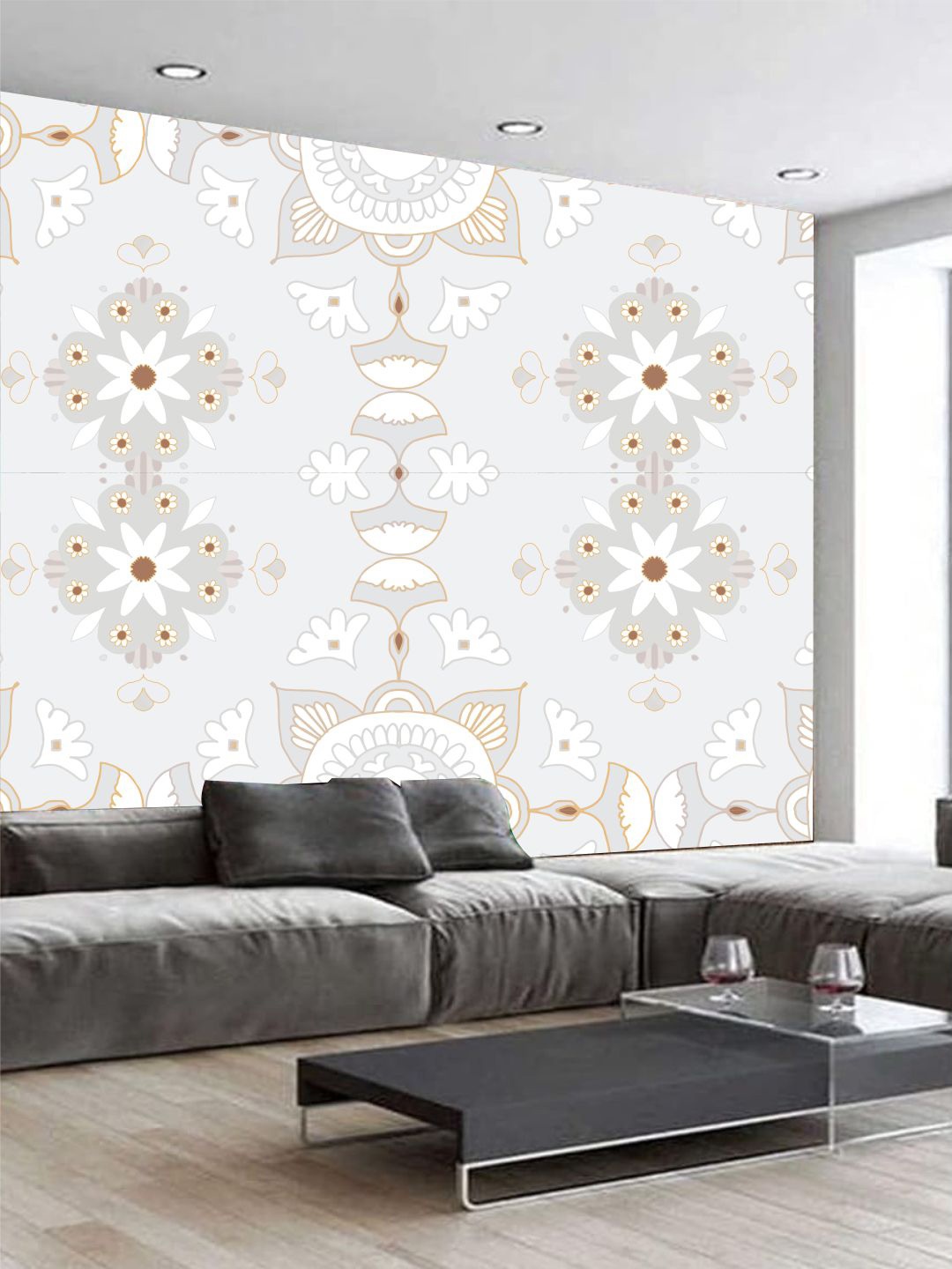 

KSHIRSA Grey & White Printed Self Adhesive Wallpaper