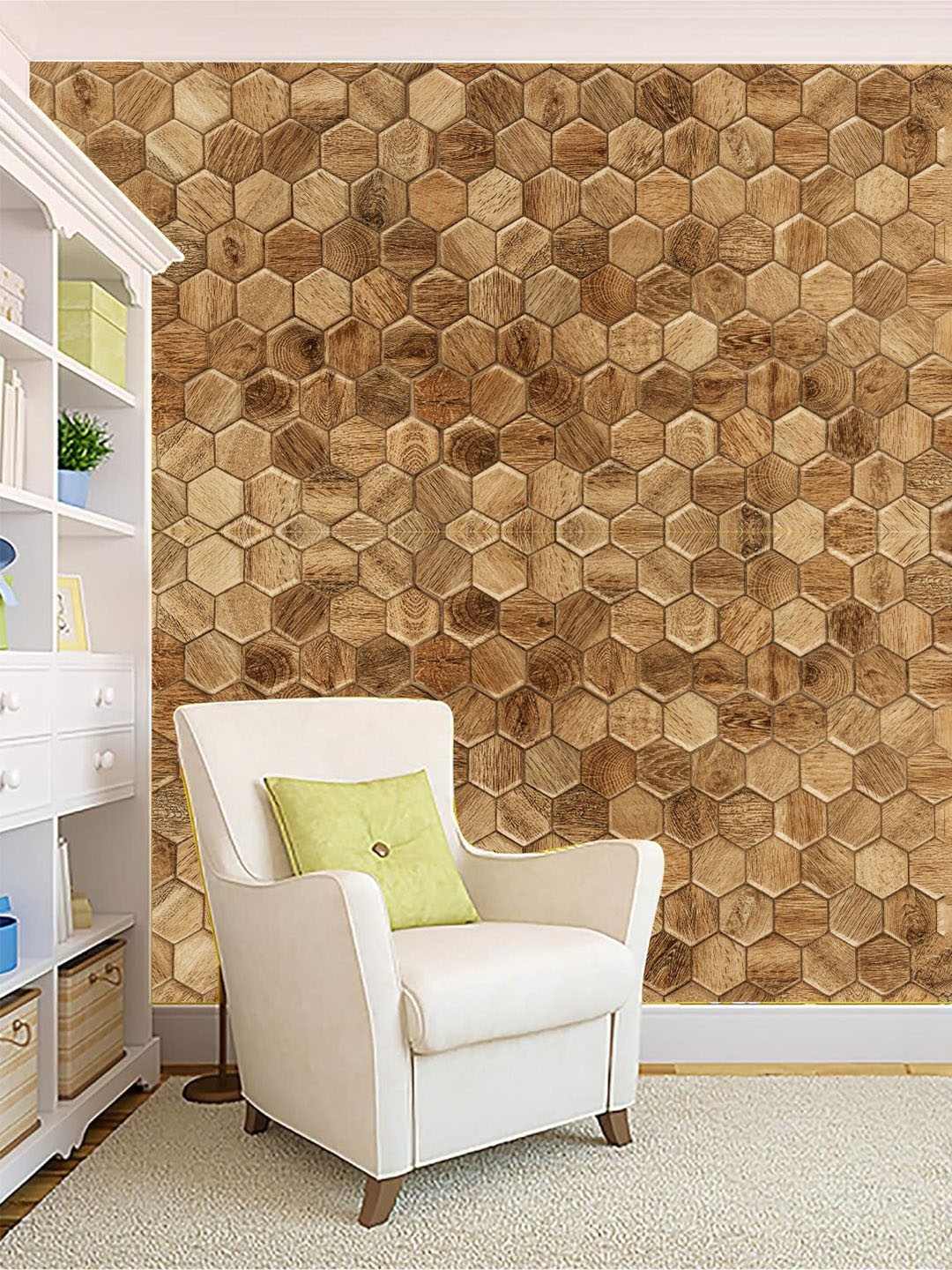 

KSHIRSA Brown Geometric Printed Self-Adhesive Removable Wallpaper