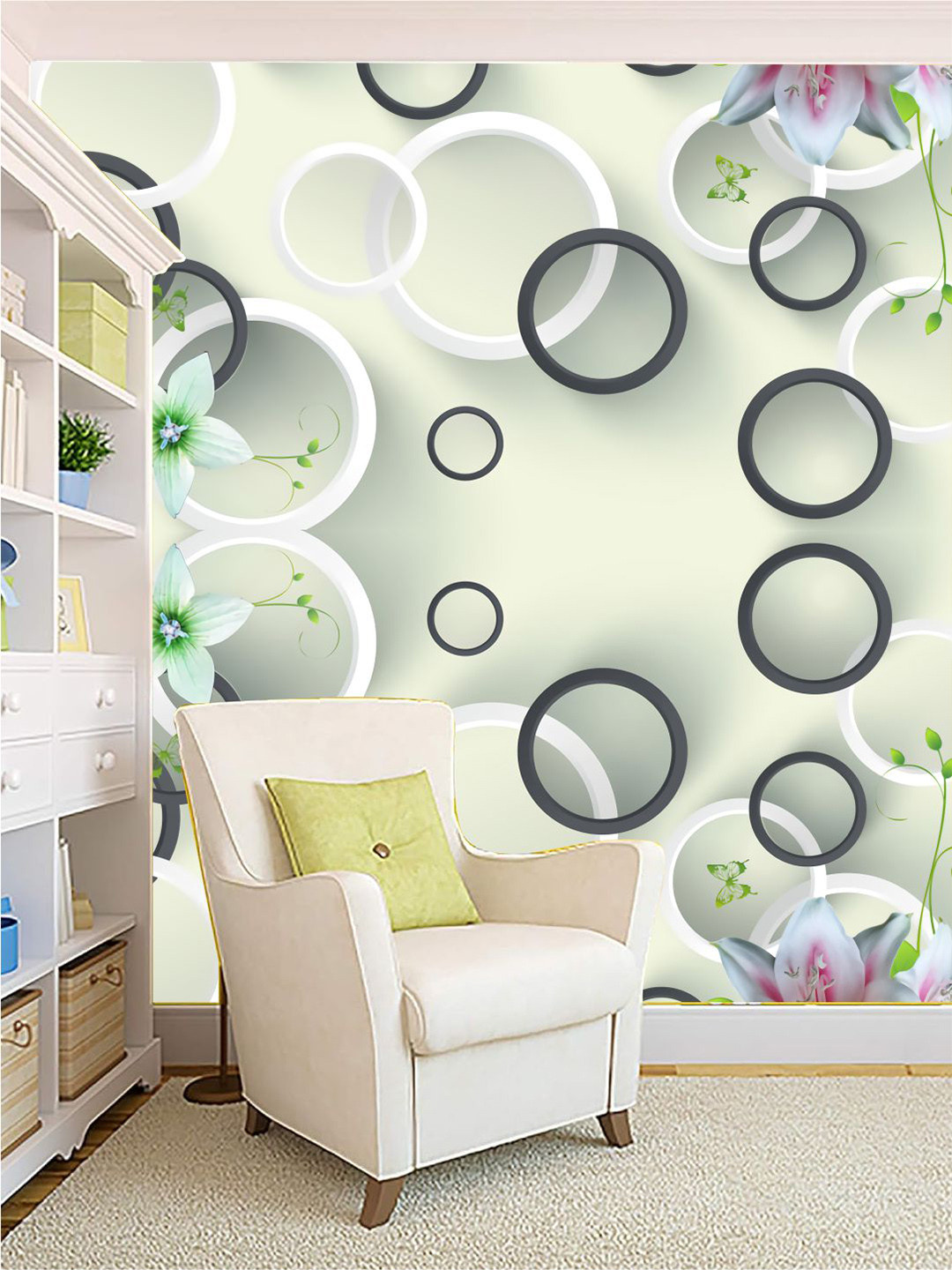 

KSHIRSA Beige & Grey Printed Self Adhesive Removable Wallpaper