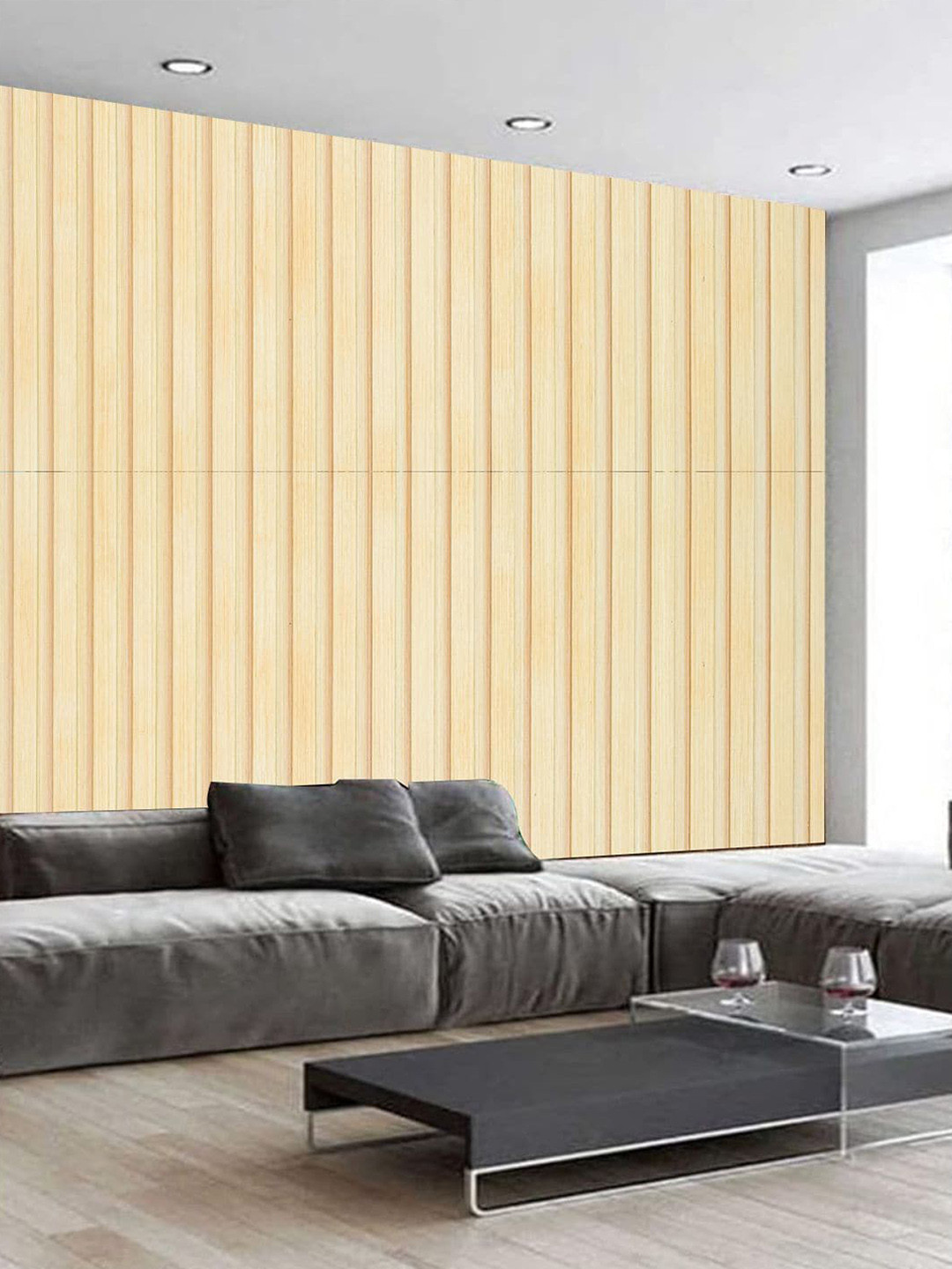 

KSHIRSA Beige Wooden Pattern Self Adhesive Removable Wallpaper
