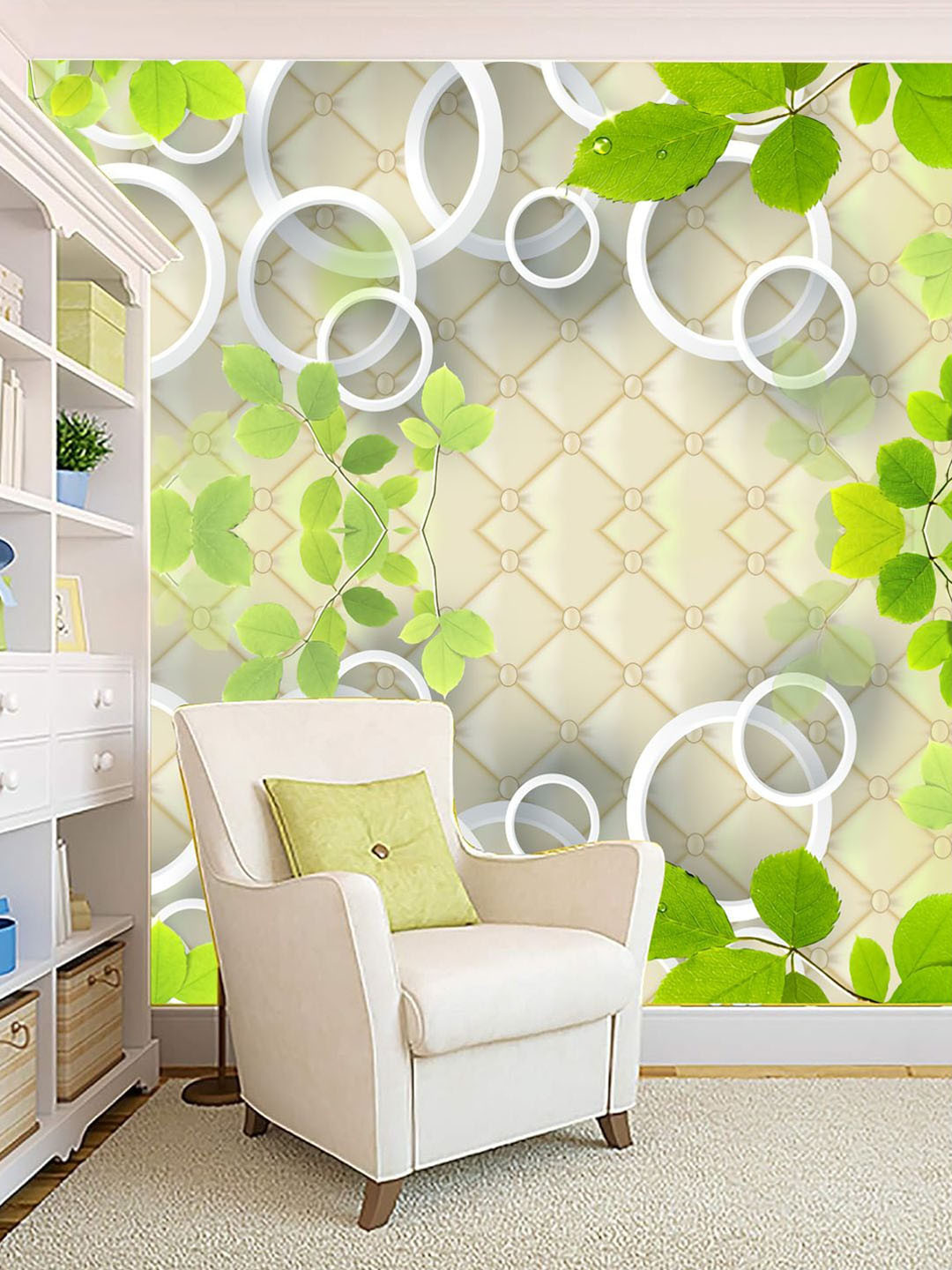 

KSHIRSA Beige & Green Printed Self Adhesive Removable Wallpaper