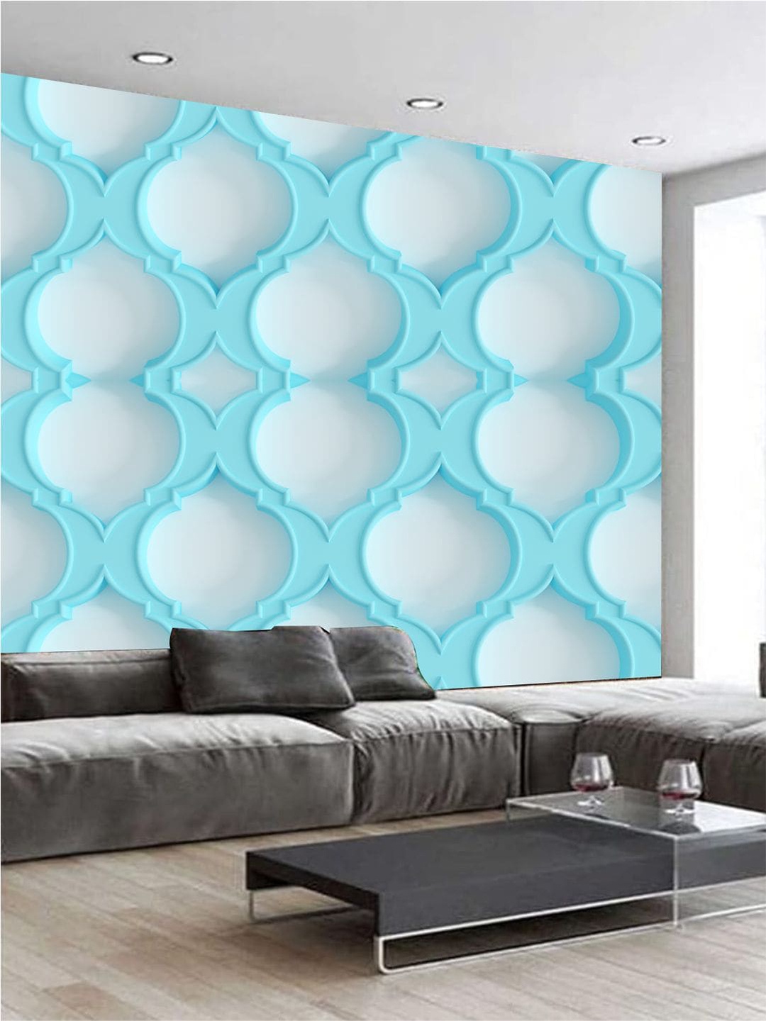 

KSHIRSA Blue & White Geometric Printed Self Adhesive Wallpaper
