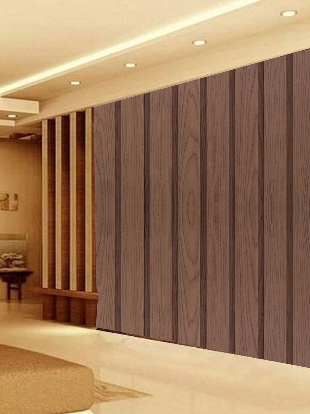 

KSHIRSA Brown Striped Removable Self Adhesive Wallpaper
