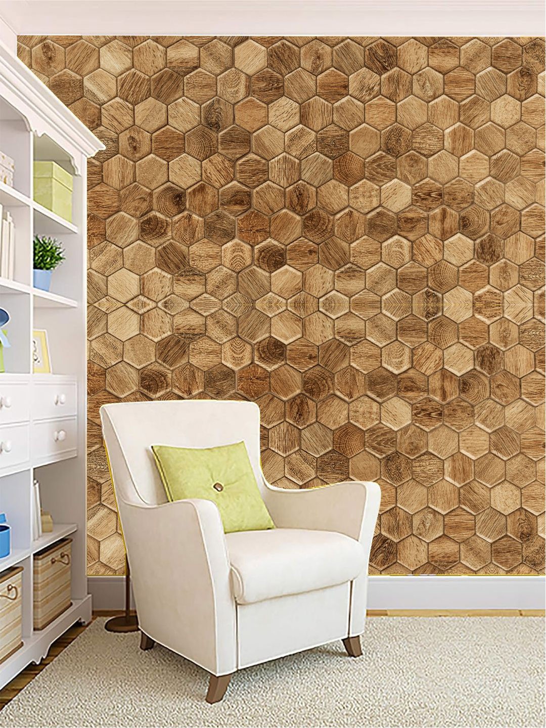 

KSHIRSA Brown Geometric Printed Removable Self Adhesive Wallpaper