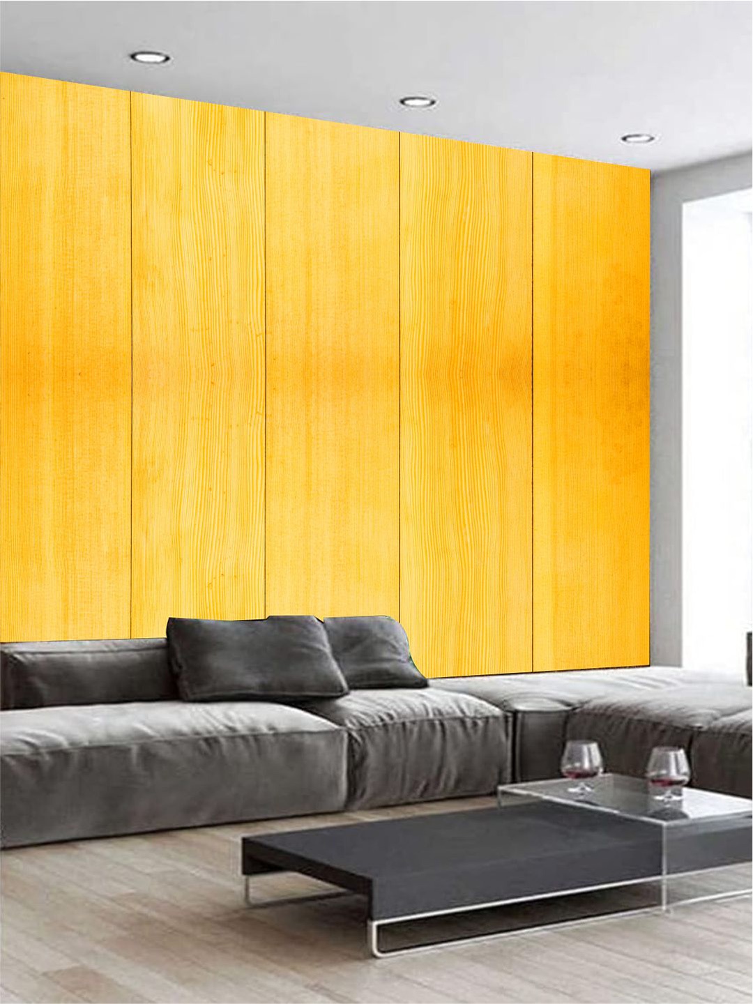 

KSHIRSA Yellow Wooden Pattern Self Adhesive Removable Wallpaper