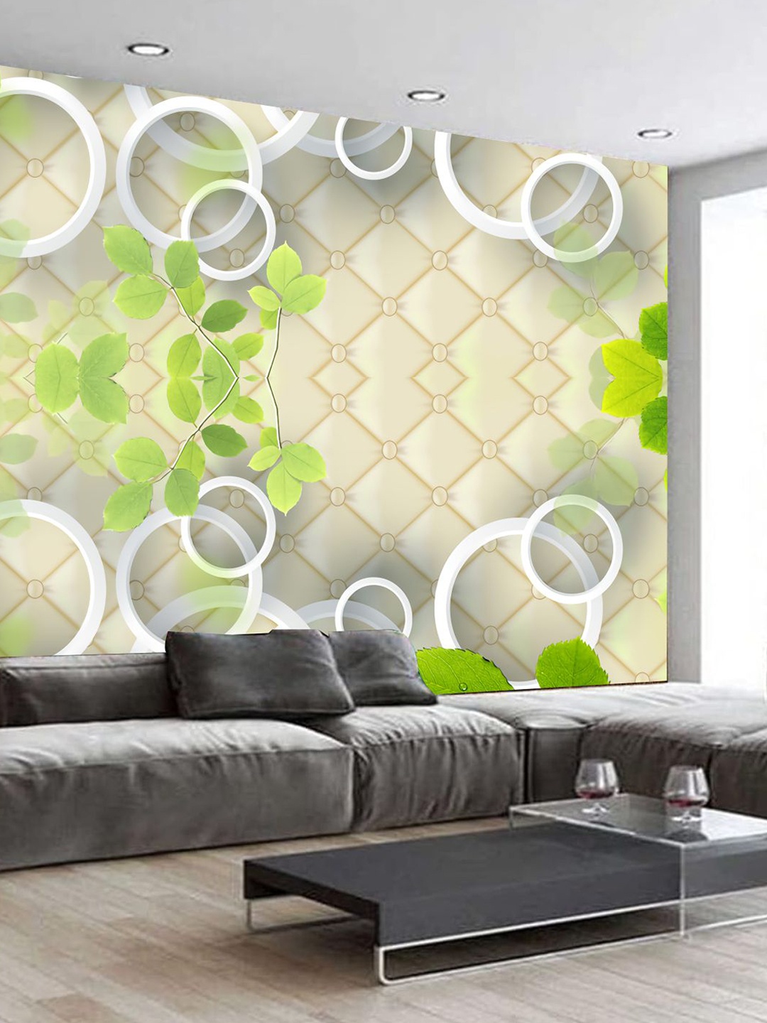 

KSHIRSA Beige & Green Floral Printed Self Adhesive Wallpaper