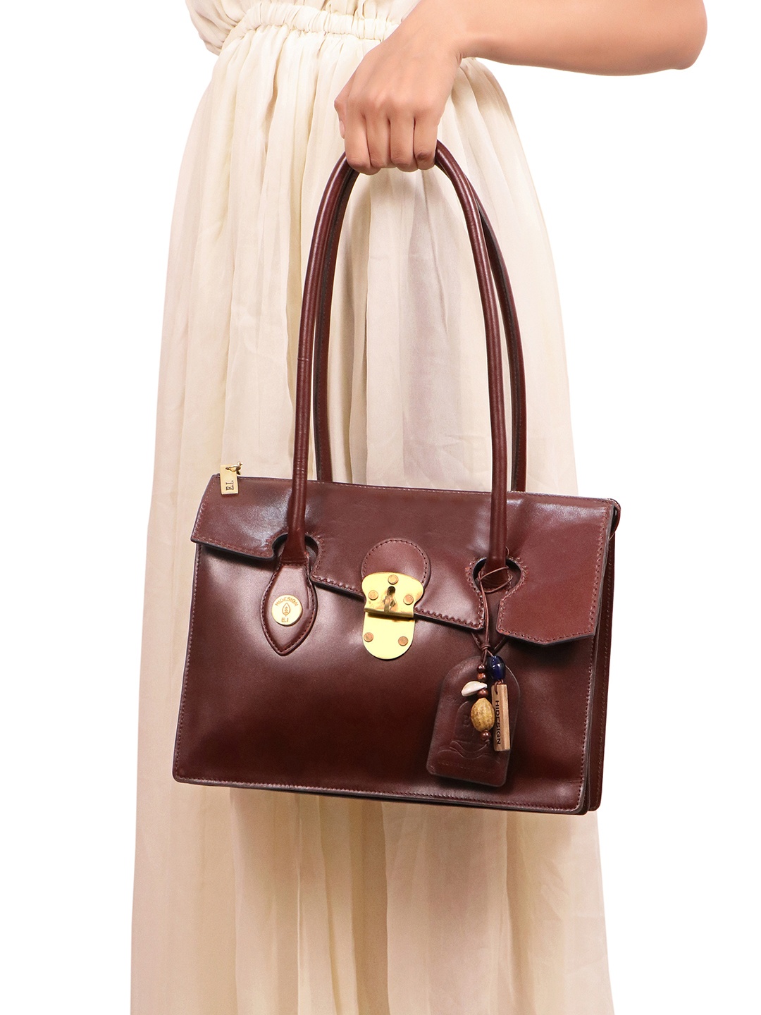 

Hidesign Textured Leather Structured Handheld Bag, Brown