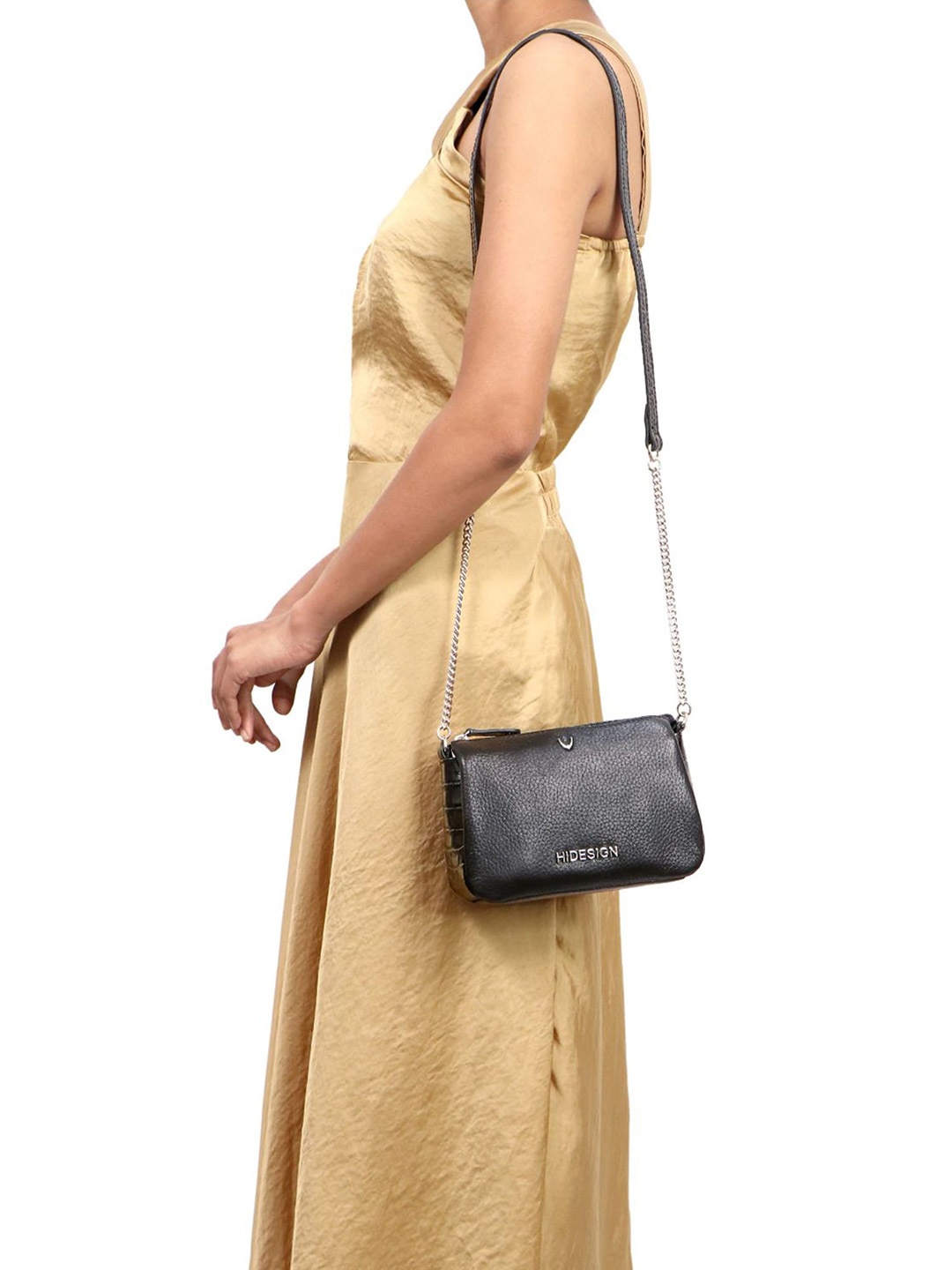 

Hidesign Leather Structured Sling Bag, Black