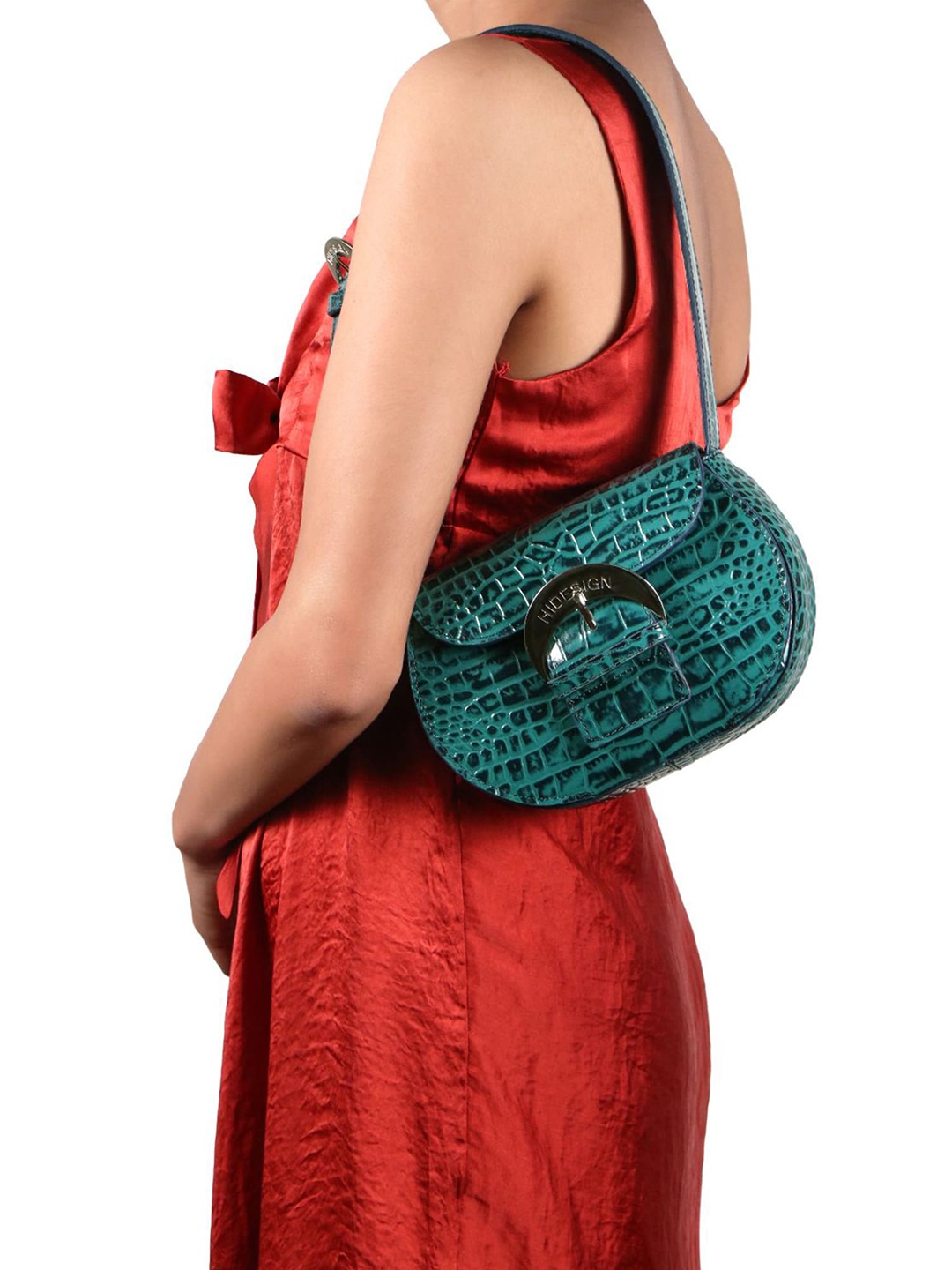 

Hidesign Textured Leather Structured Shoulder Bag, Teal