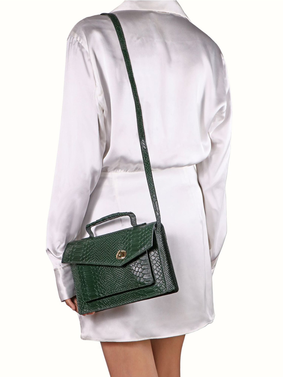 

Hidesign Textured Leather Structured Handheld Bag, Green