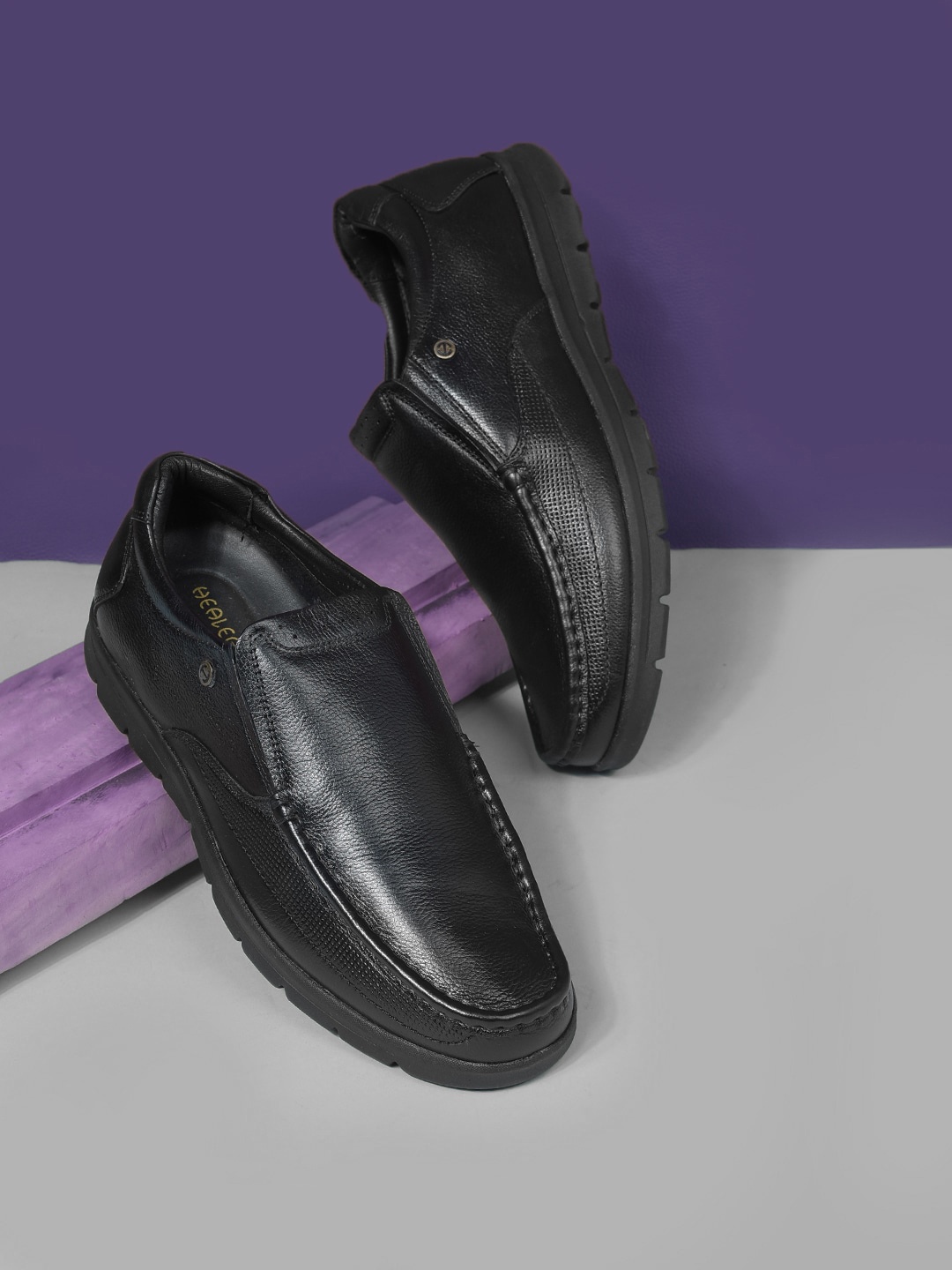 

Liberty Men Textured Leather Formal Slip-On Shoes, Black
