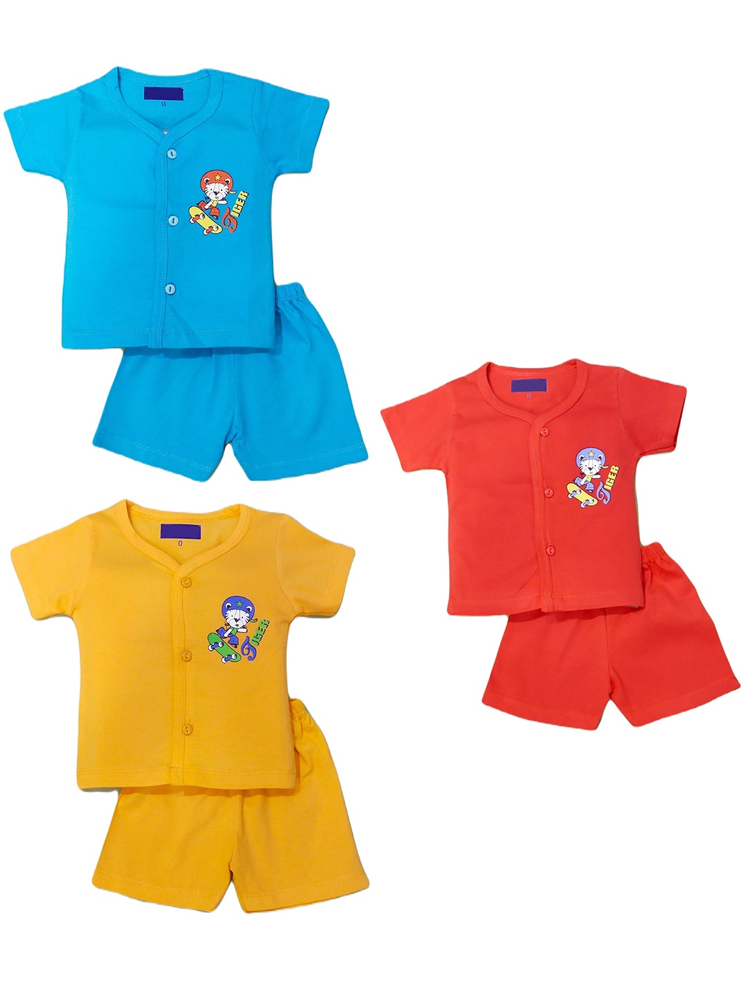 

BAESD Infants Pack Of 3 Printed Pure Cotton Shirt & Shorts, Red