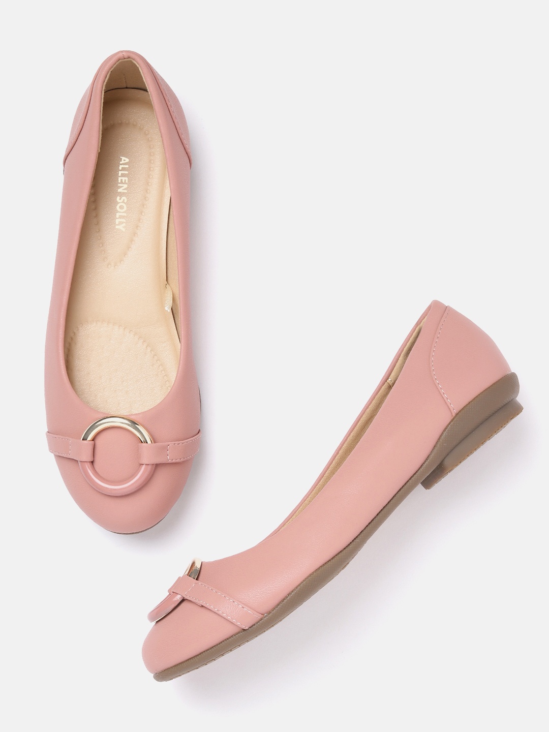 

Allen Solly Women Round-Toe Ballerinas with Buckle-Detail, Pink