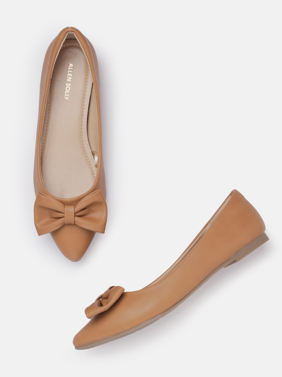 

Allen Solly Women Pointed-Toe Ballerinas with Bow Detail, Brown