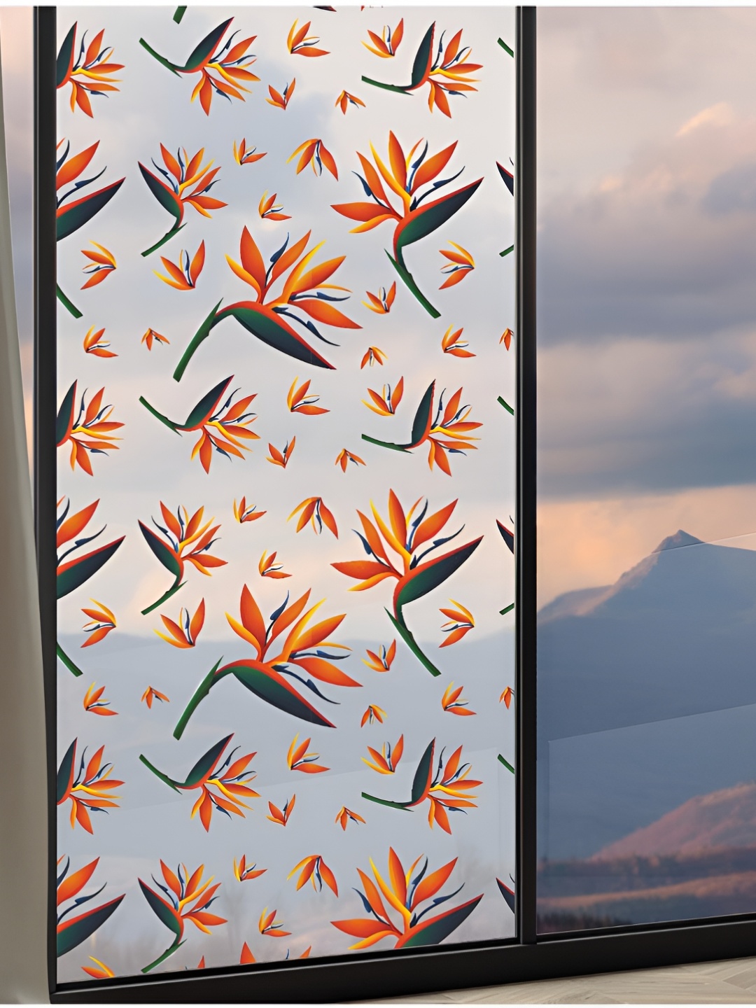 

CVANU Grey & Orange Colored Printed Self Adhesive Window Film