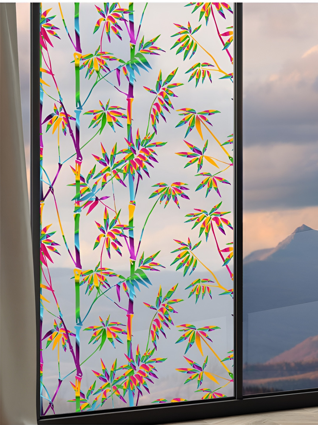 

CVANU Green & Purple Printed Self-Adhesive Window Sticker