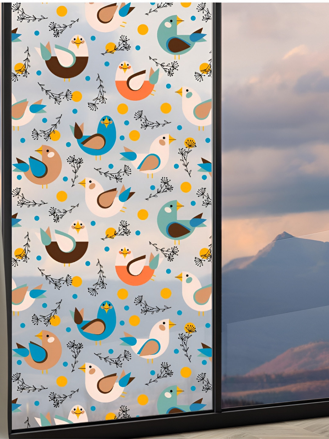 

CVANU Window Film Blue & White Printed Self-Adhesive Window Paper