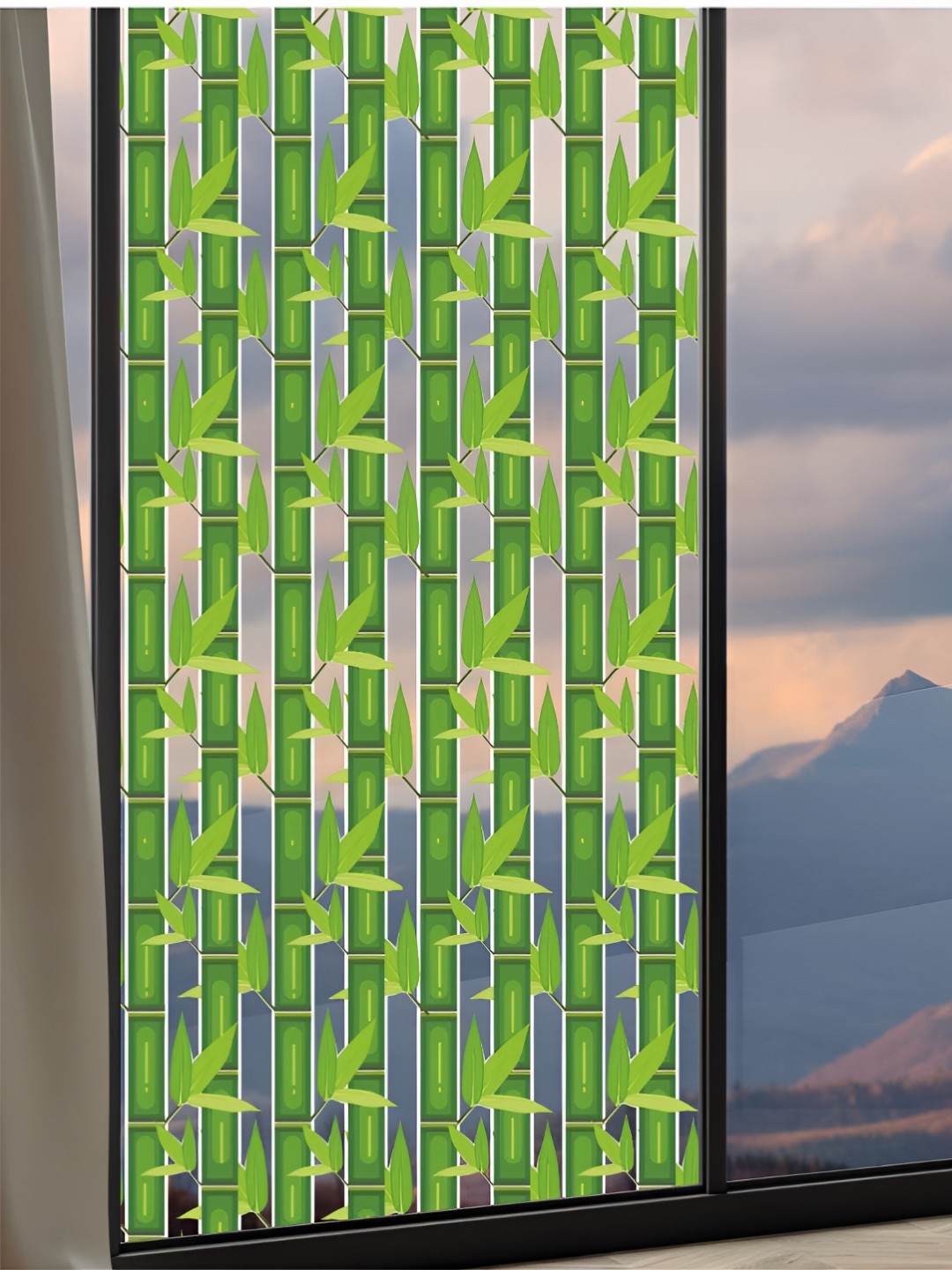 

CVANU Green & Transparent Printed Self Adhesive Window Film Sticker